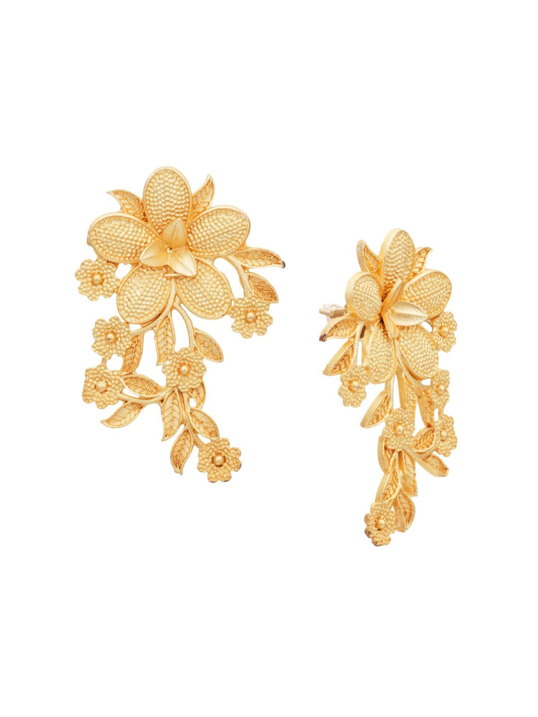 ATIBELLE Gold Toned & Gold Plated Floral Studs