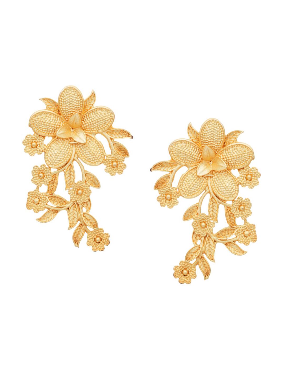 ATIBELLE Gold Toned & Gold Plated Floral Studs