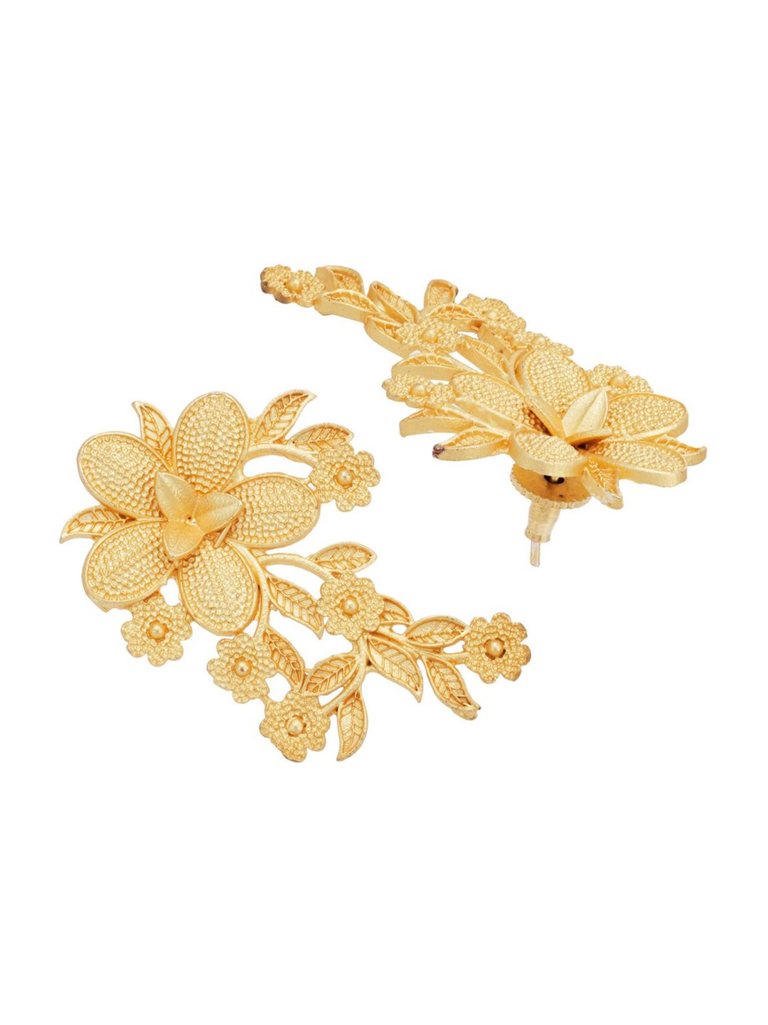 ATIBELLE Gold Toned & Gold Plated Floral Studs