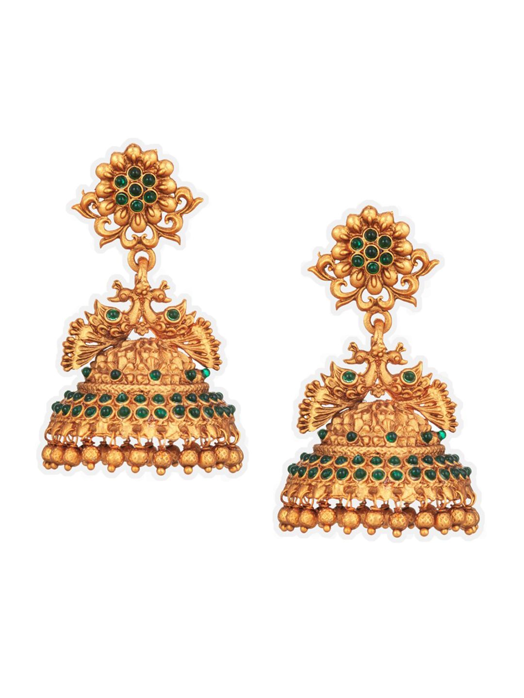 ATIBELLE Gold-Plated Peacock Shaped Drop Earrings