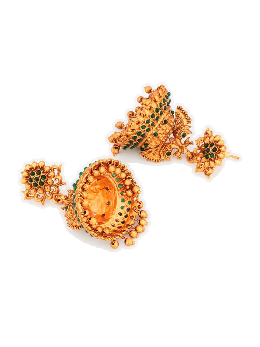 ATIBELLE Gold-Plated Peacock Shaped Drop Earrings