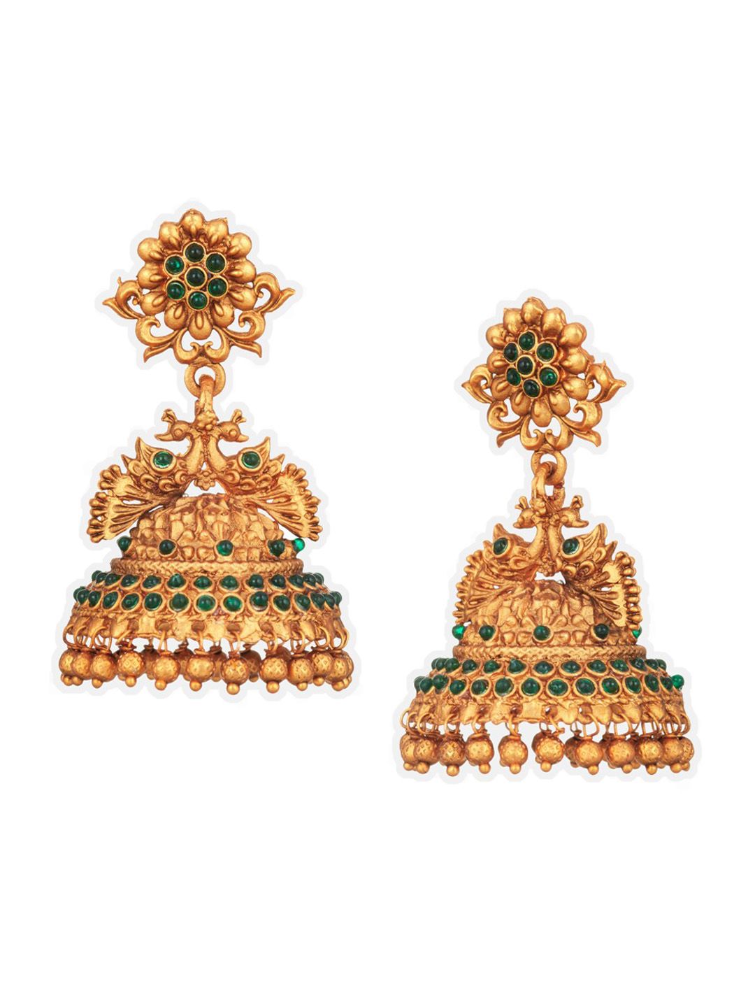 ATIBELLE Gold-Plated Peacock Shaped Drop Earrings