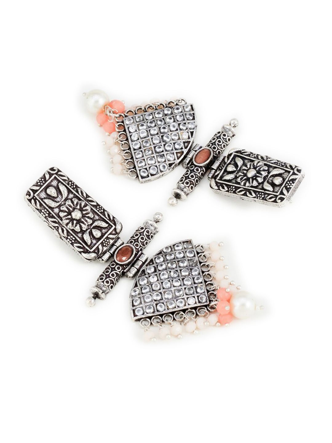 ATIBELLE Silver-Plated Oxidised Contemporary German Silver Drop Earrings