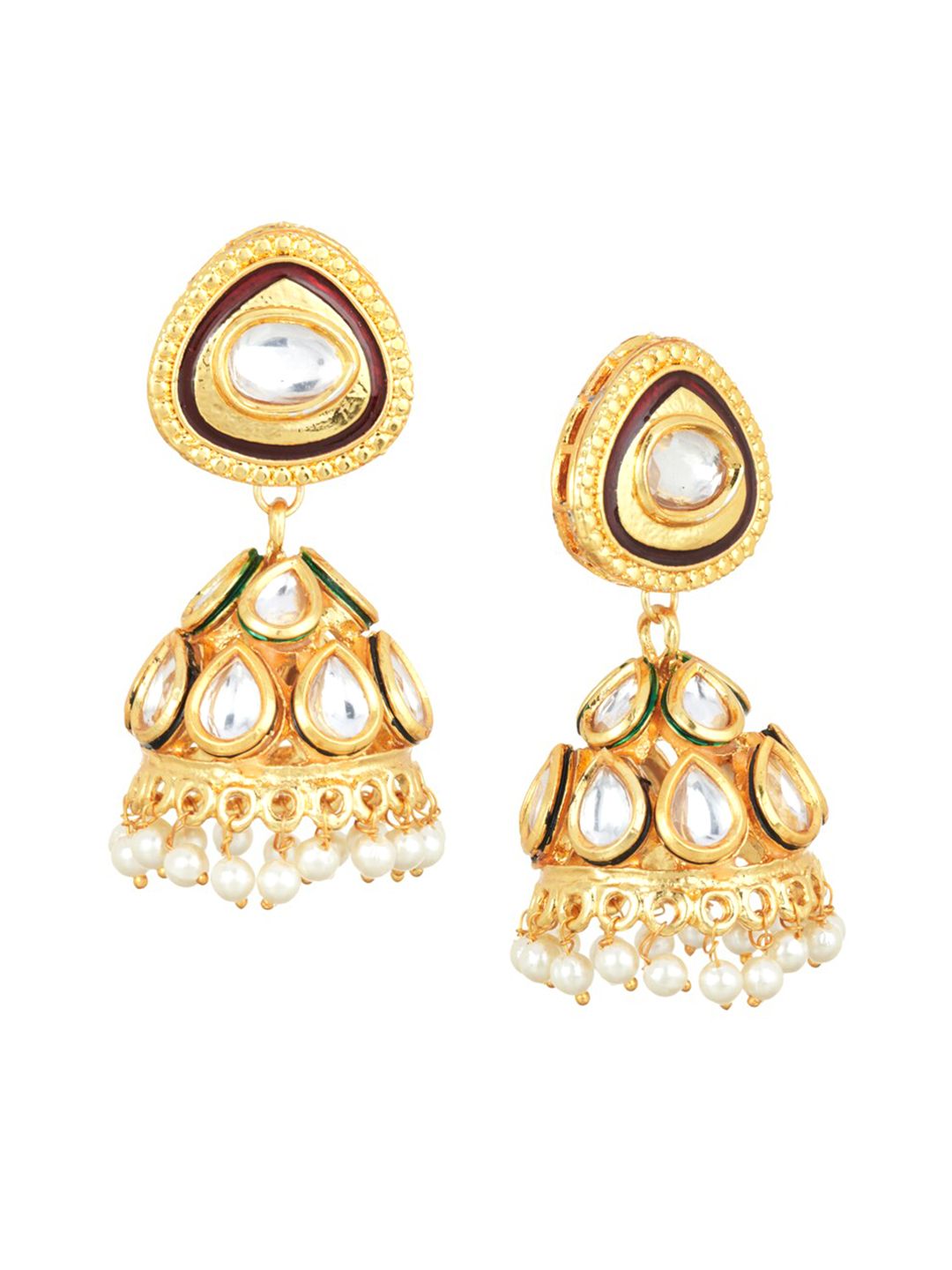 ATIBELLE Gold-Plated Kundan Classic Jhumkas