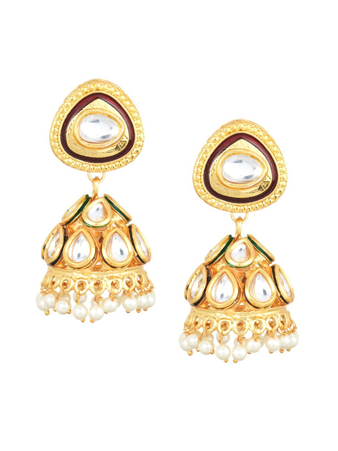 ATIBELLE Gold-Plated Kundan Classic Jhumkas