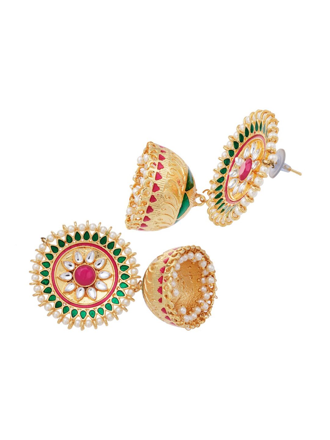 ATIBELLE Gold-Plated Kundan Dome-Shaped Jhumkas