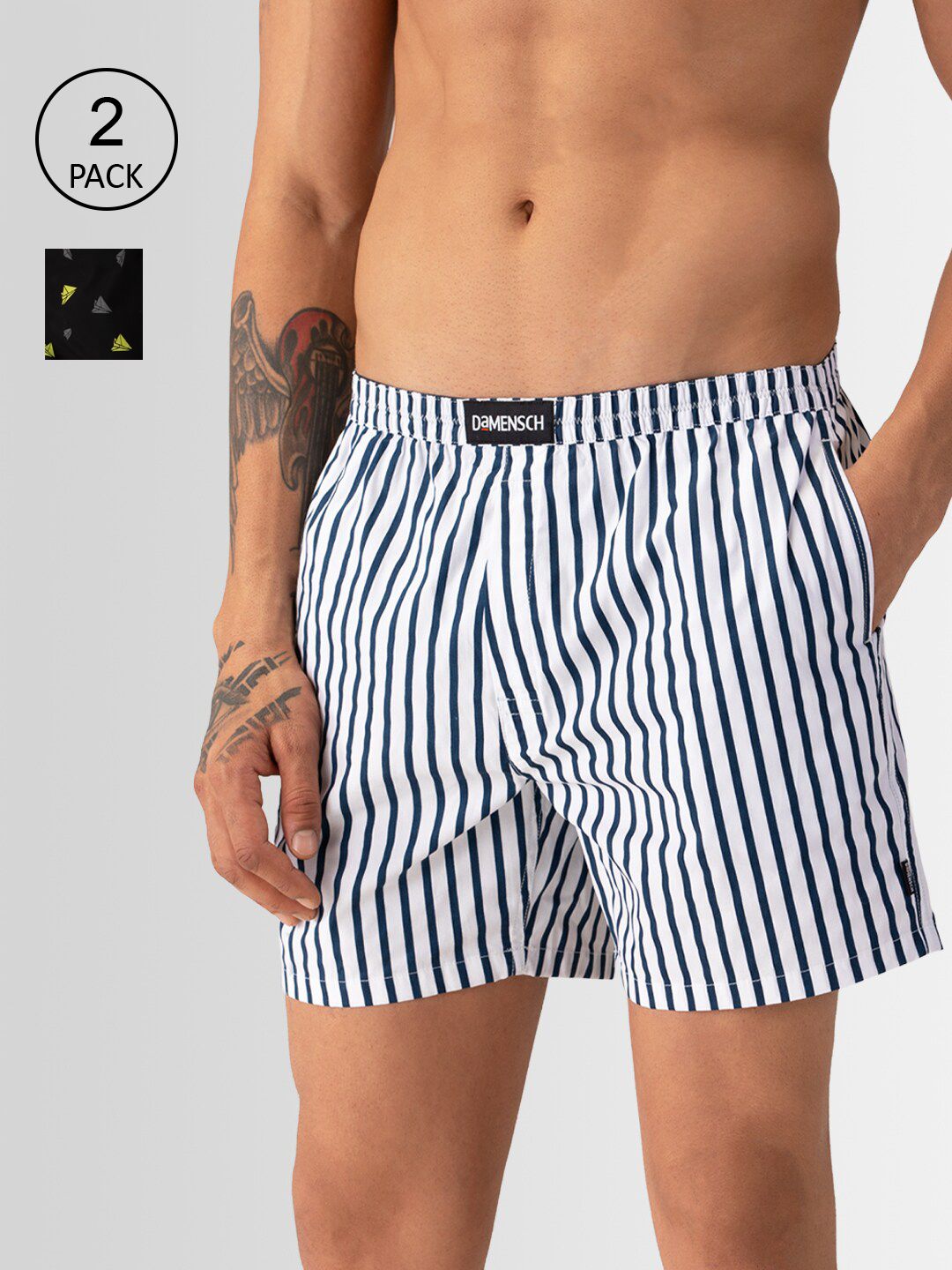 DAMENSCH Men Breeze Pack of 2 Striped Ultra-Light Cotton Boxer Shorts DAM-ASP-LBX-CSW-SYB-image-19