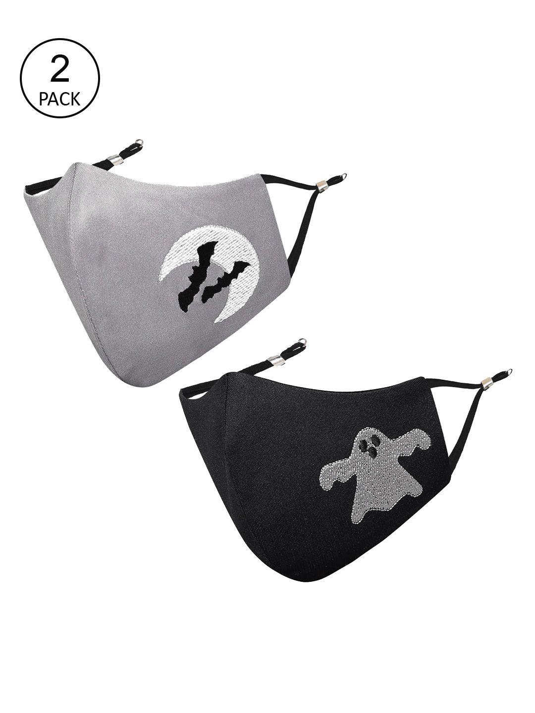 MASQ Kids Pack Of 2 Embroidered 4-Ply Pure Cotton Cloth Masks