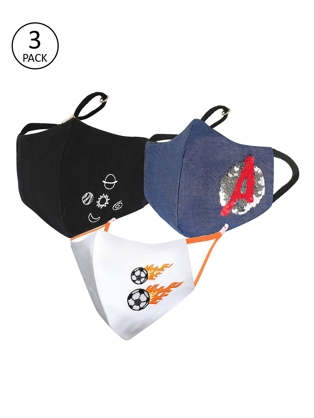 MASQ Unisex Kids Pack of 3 Annular Cloth Face Outdoor Masks