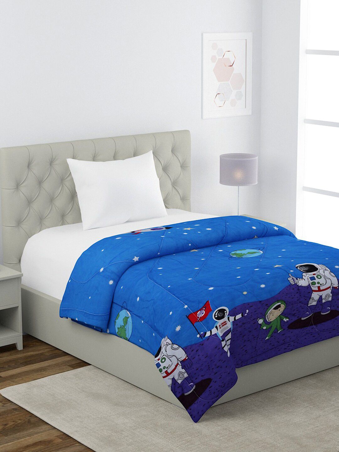 HOSTA HOMES Kids Blue AC Room Cartoon Characters Printed 210 GSM Single Bed Comforter-image-13