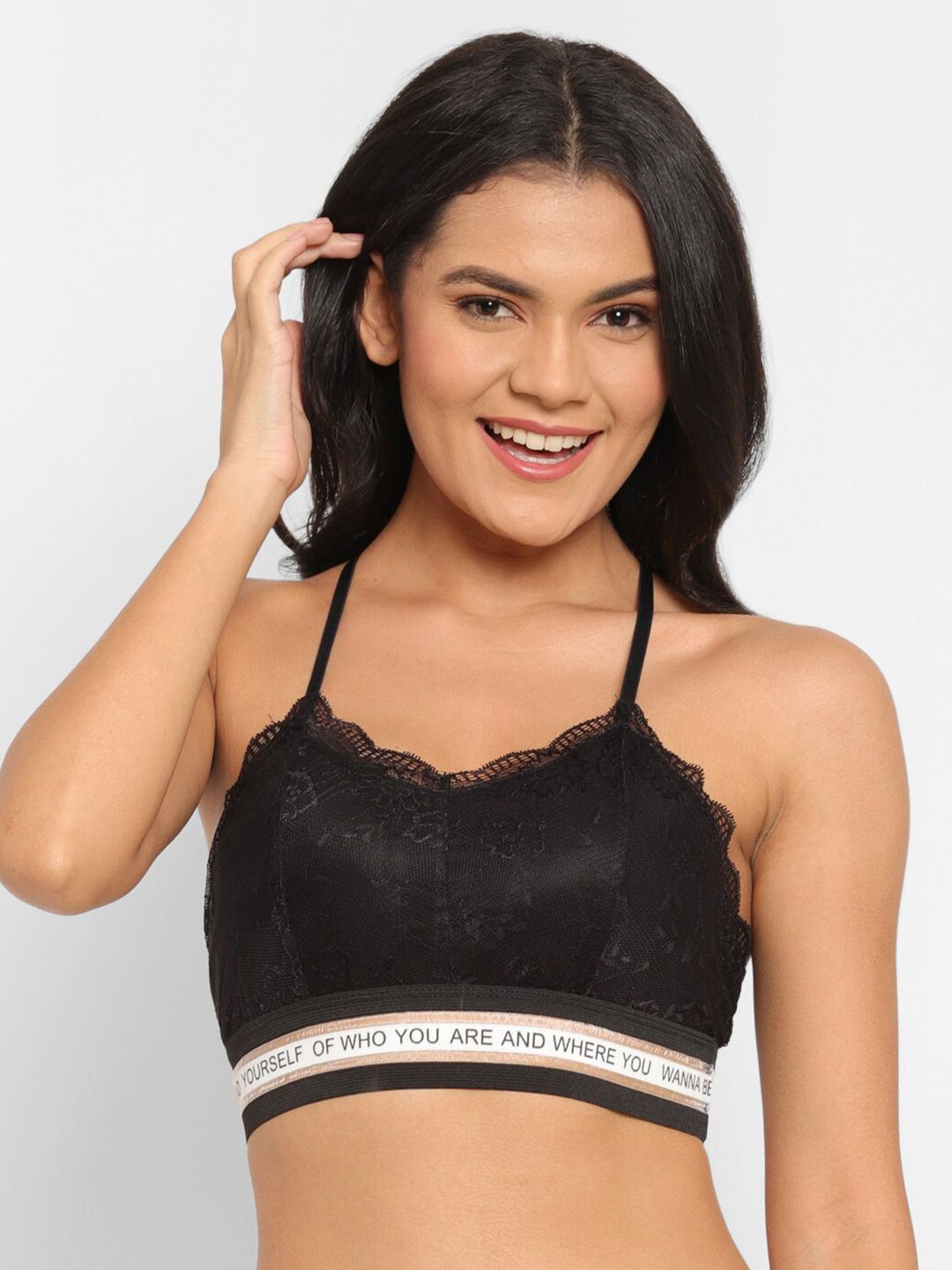 N-Gal Black Floral Bralette Bra Lightly Padded-picture-51