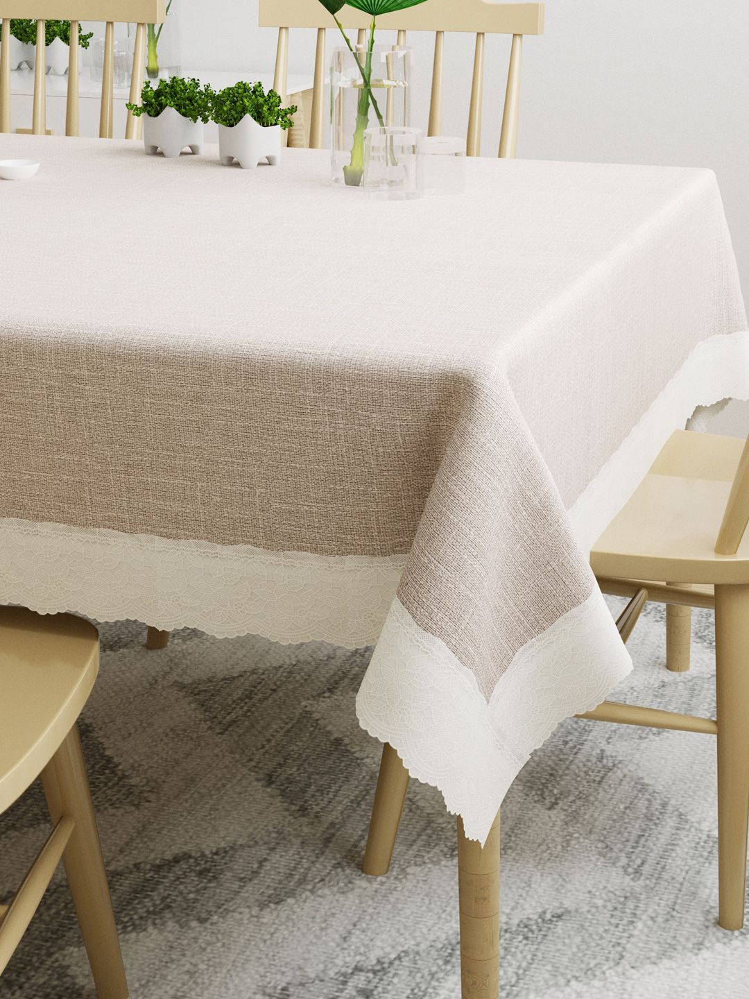 DREAM WEAVERZ Lavender & White 6-Seater Table Covers-picture-56