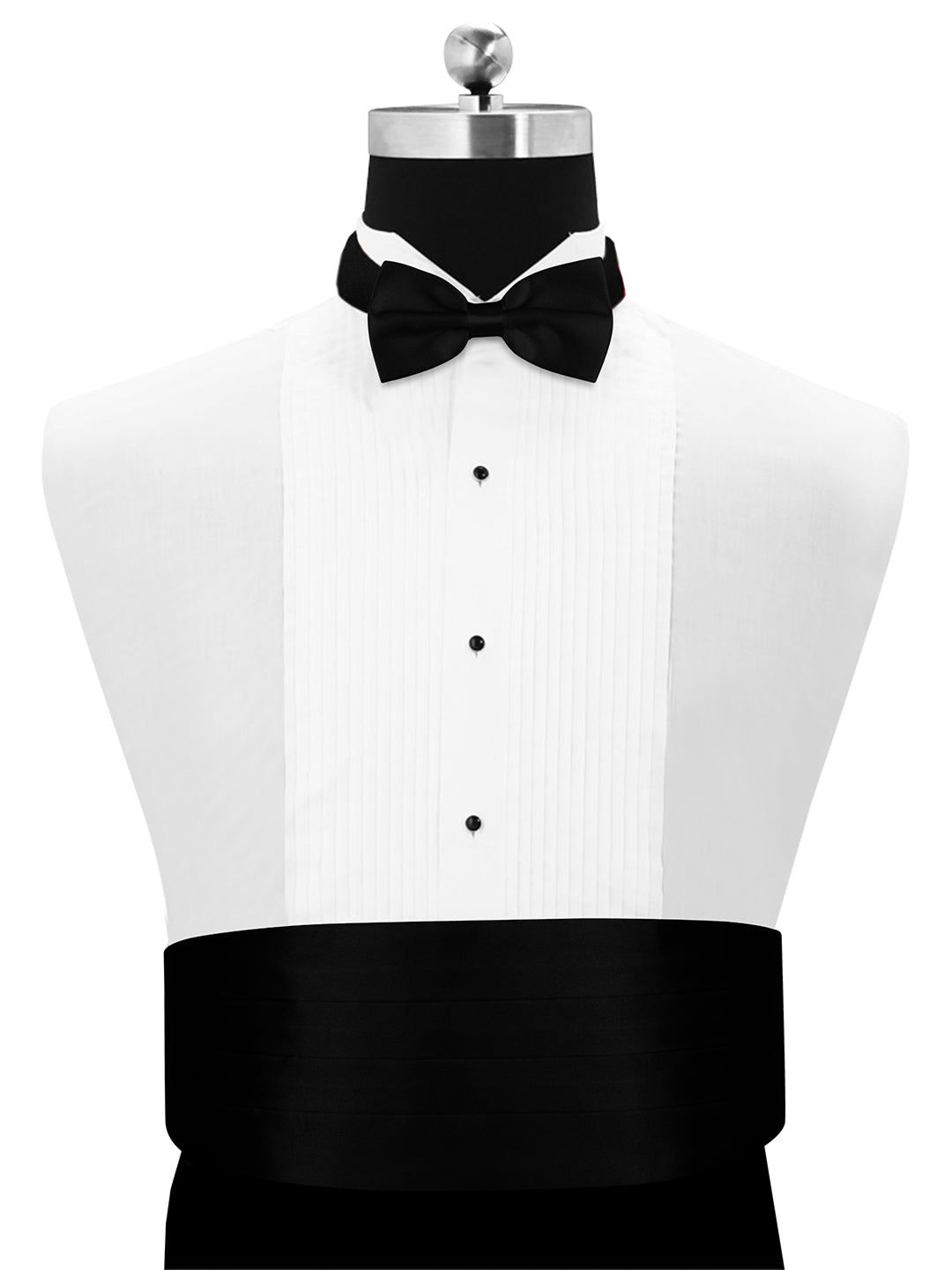PELUCHE Black Satin Cummerband and Bow Tie Set