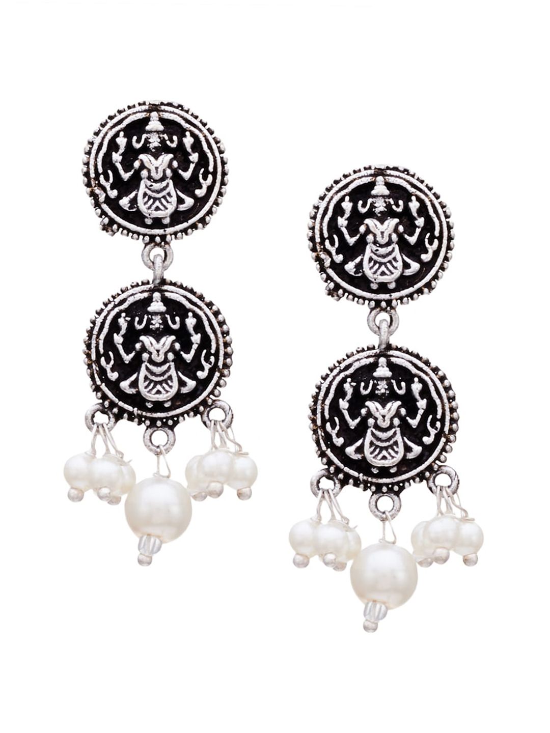 ATIBELLE Silver-Toned & White Pearl Beaded Jewellery Set