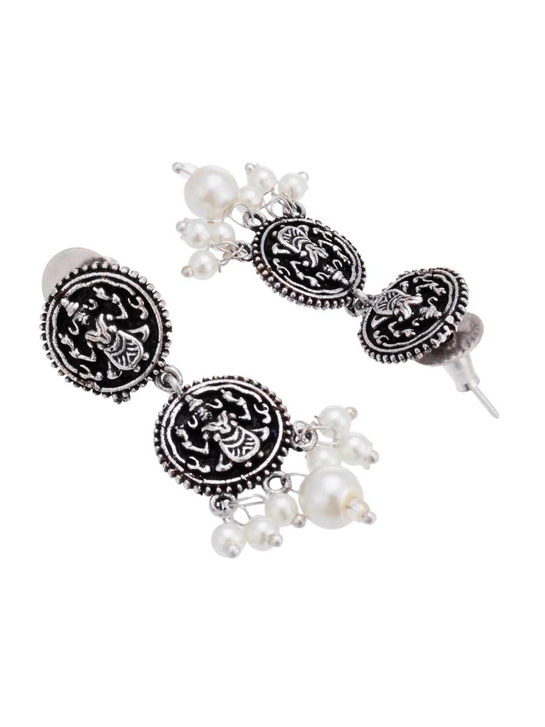 ATIBELLE Silver-Toned & White Pearl Beaded Jewellery Set