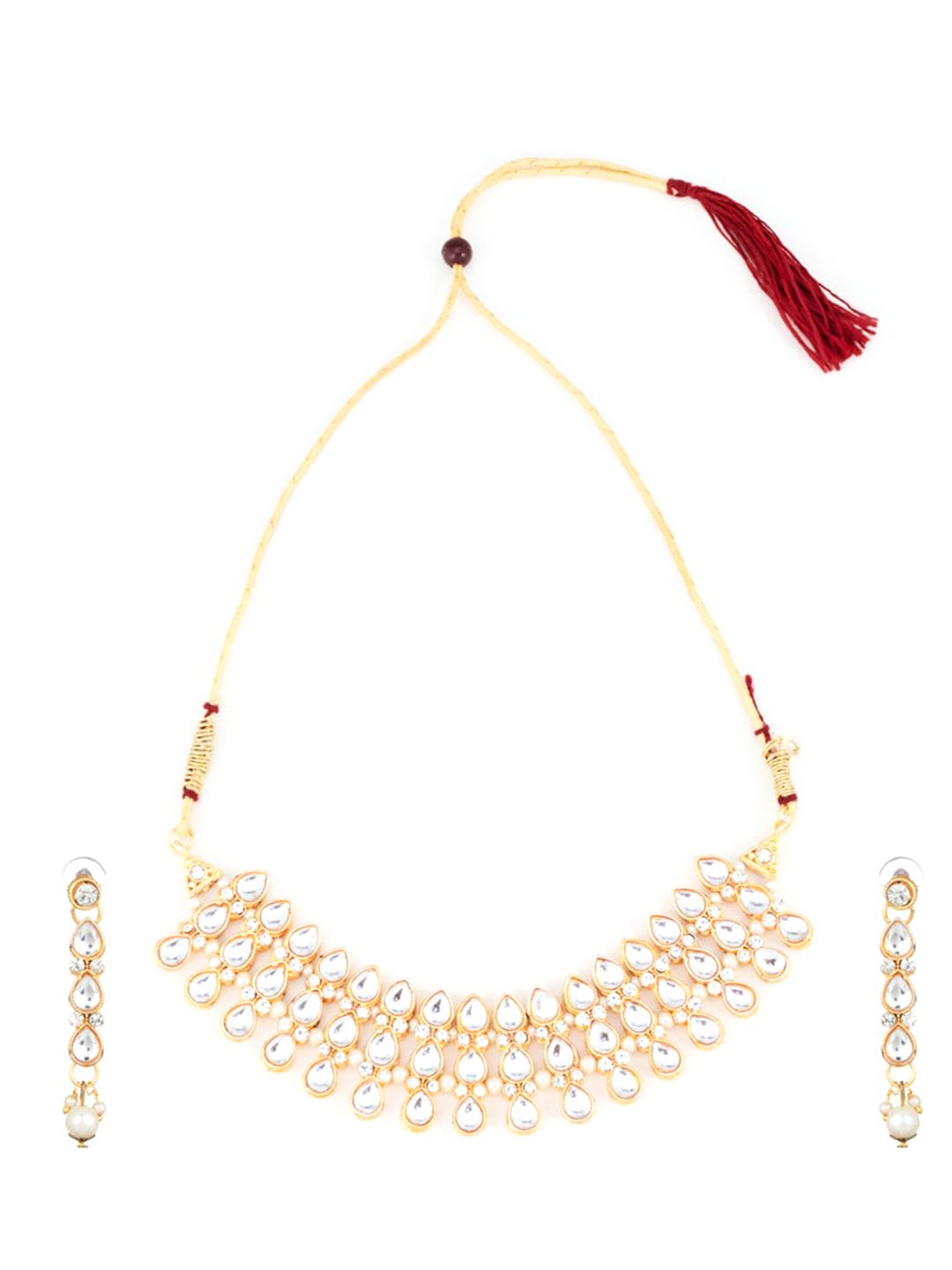 ATIBELLE Gold-Plated & White Stone-Studded Jewelry Set