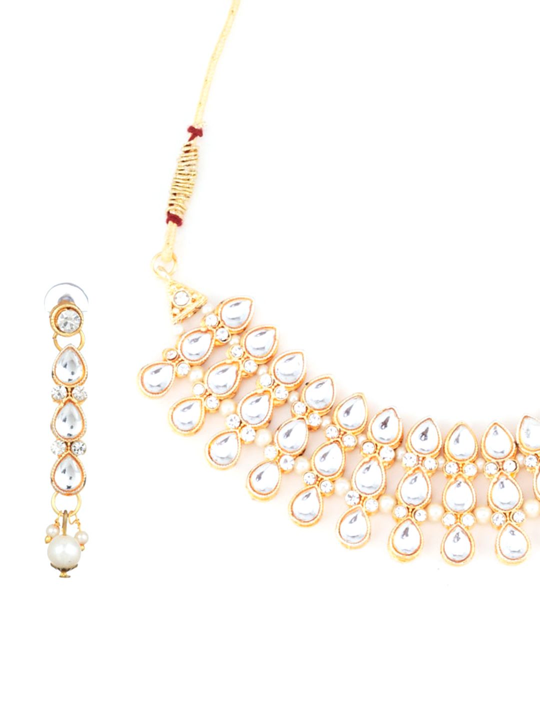 ATIBELLE Gold-Plated & White Stone-Studded Jewelry Set