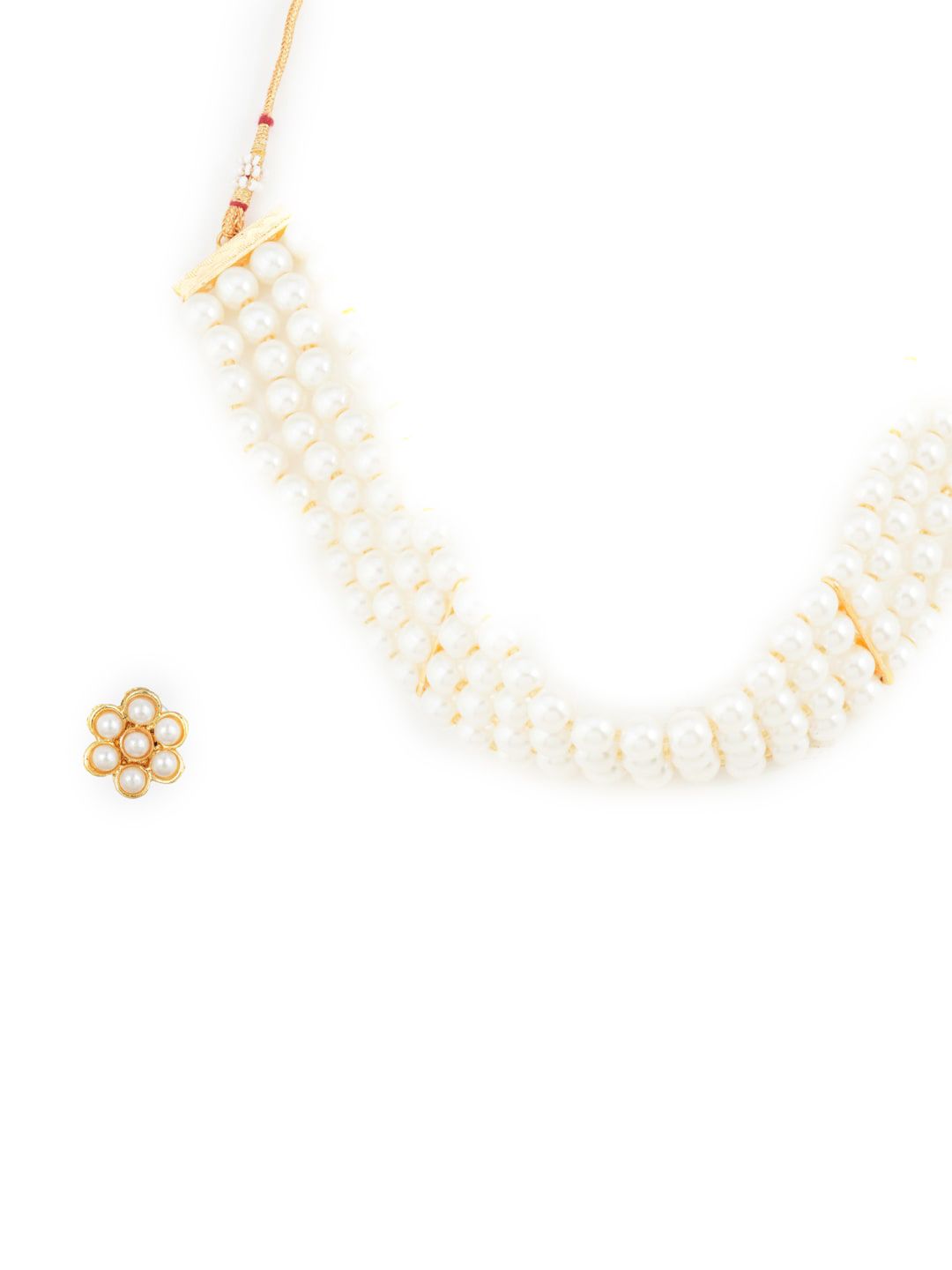 ATIBELLE Woman White Pearl Studded Choker Jewellery set