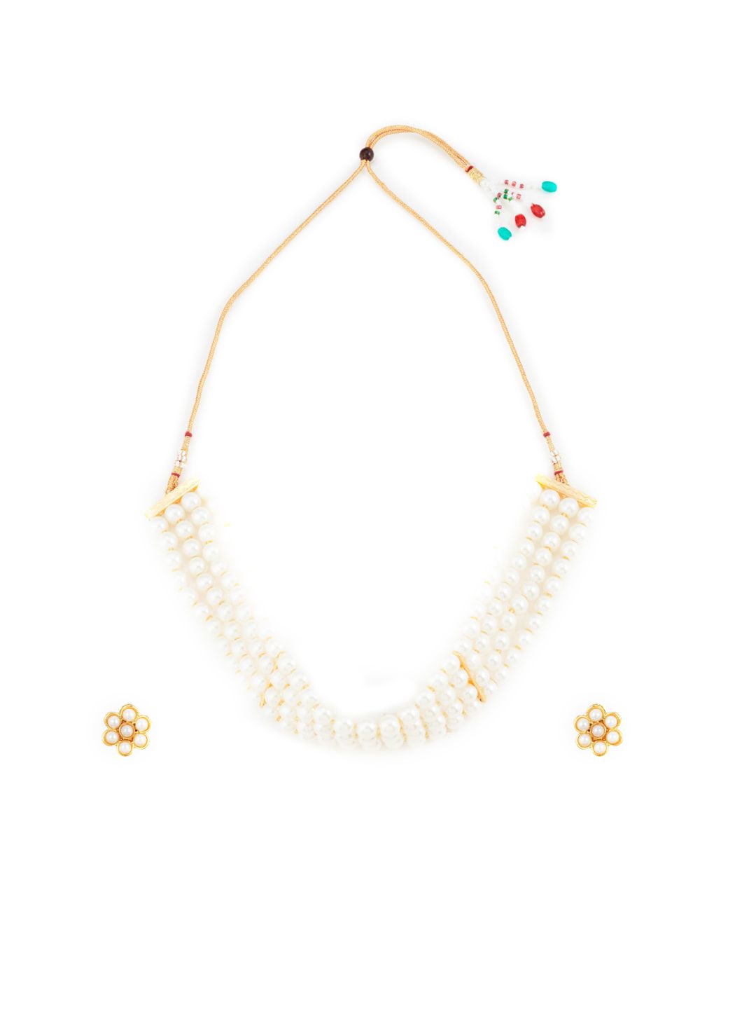 ATIBELLE Woman White Pearl Studded Choker Jewellery set