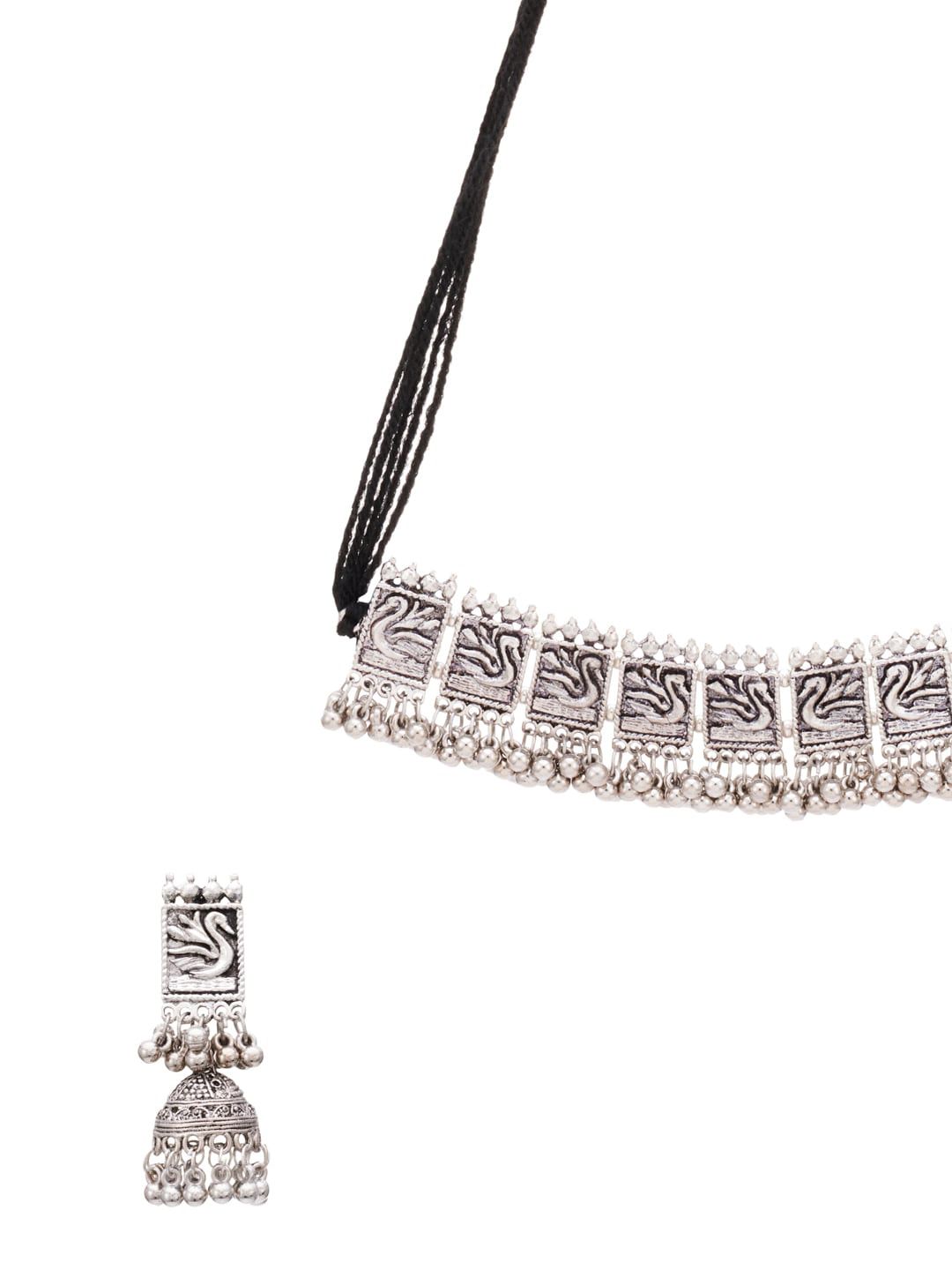 ATIBELLE Oxidised Silver-Plated Jewellery Set