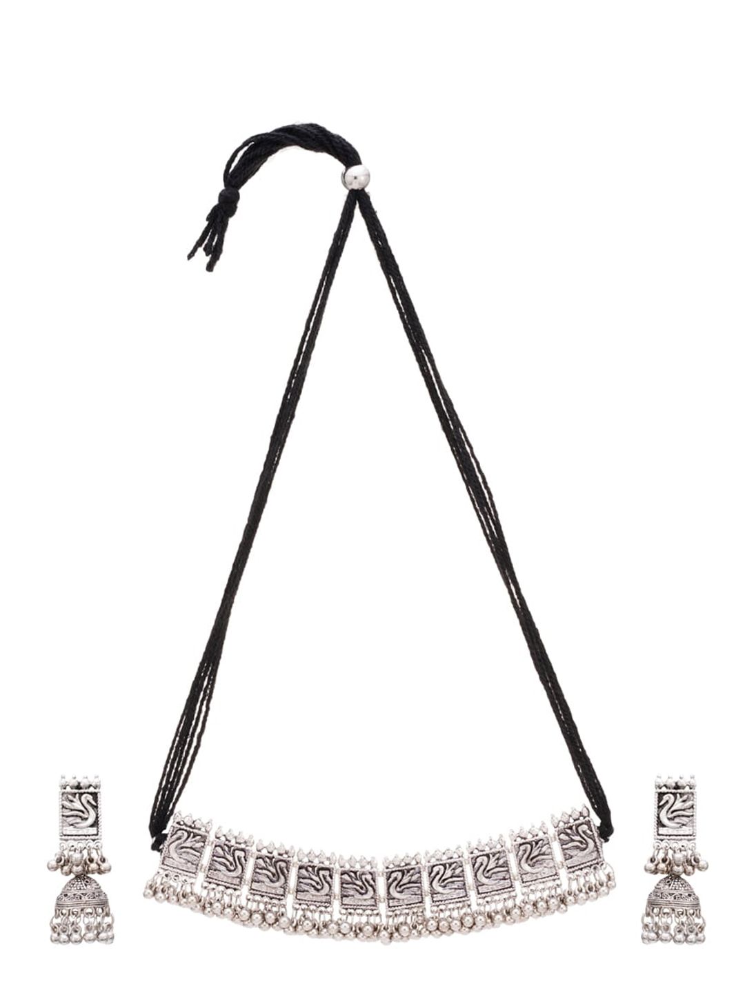 ATIBELLE Oxidised Silver-Plated Jewellery Set
