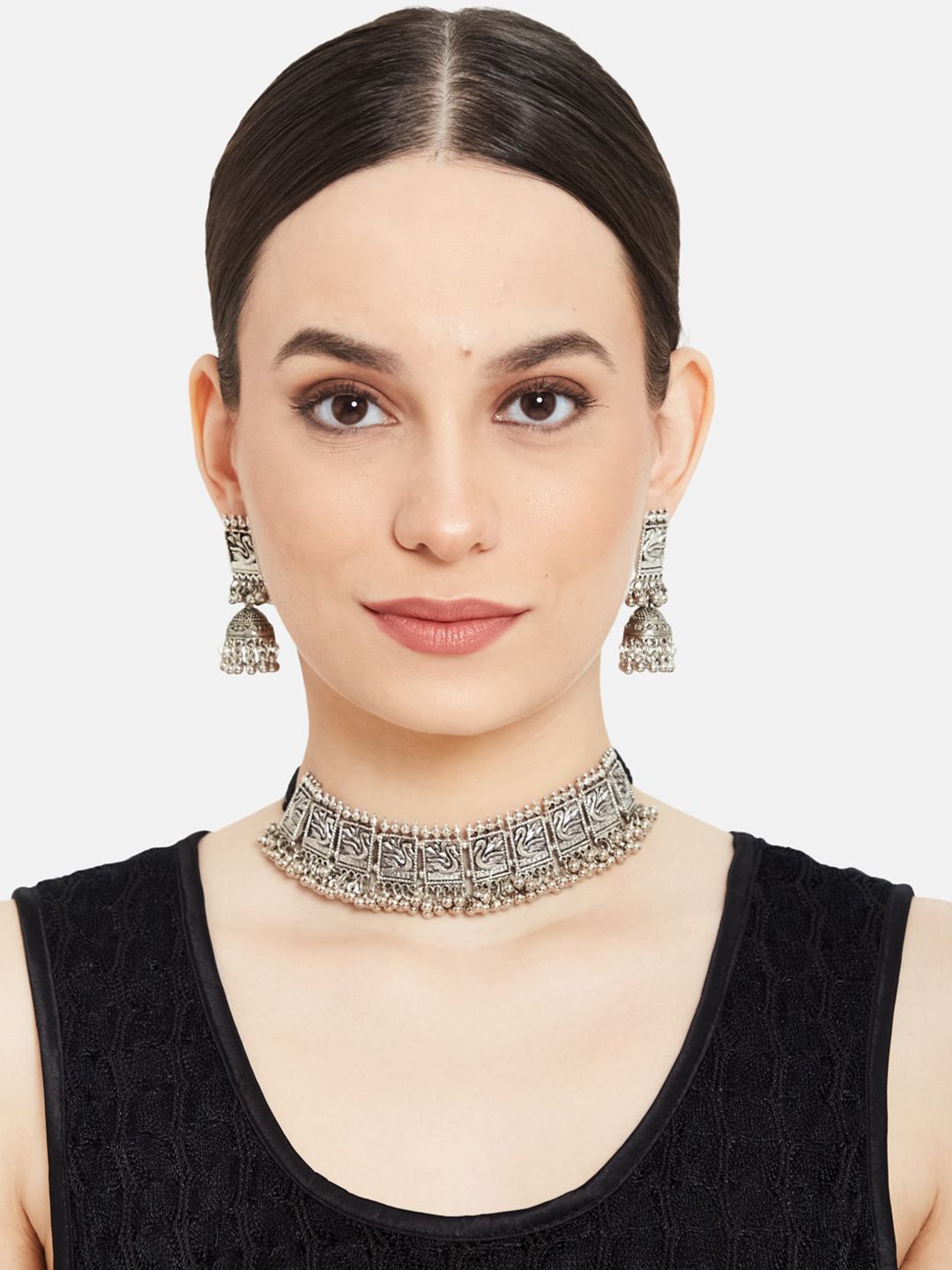 ATIBELLE Oxidised Silver-Plated Jewellery Set