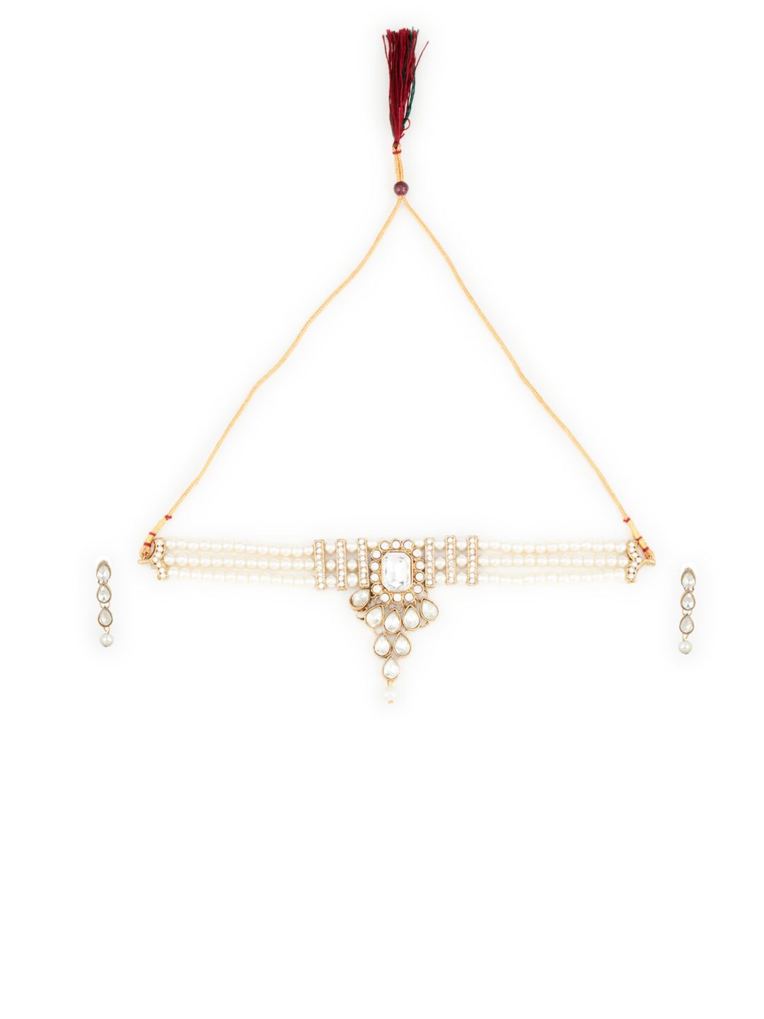 ATIBELLE Gold-Plated Pearl Studded Jewelry Set