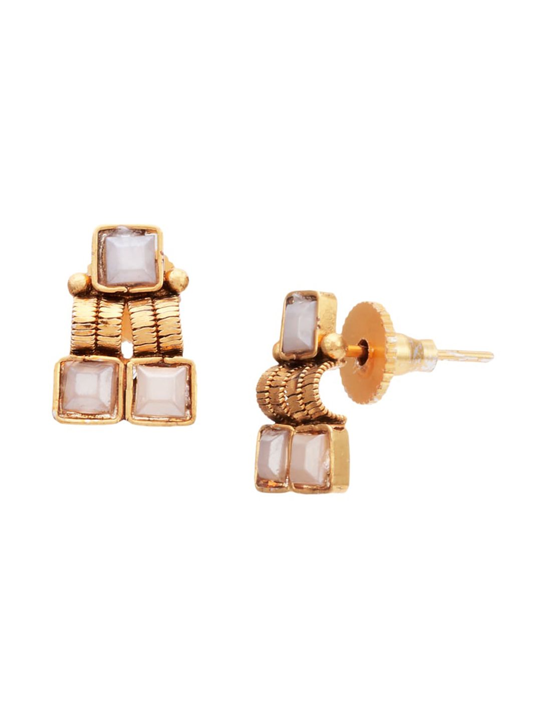 ATIBELLE Gold-Plated White Stone-Studded Jewellery Set