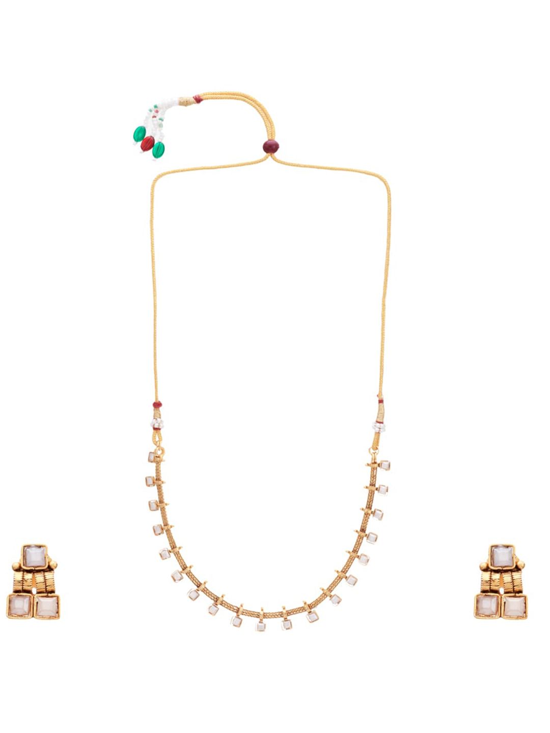 ATIBELLE Gold-Plated White Stone-Studded Jewellery Set