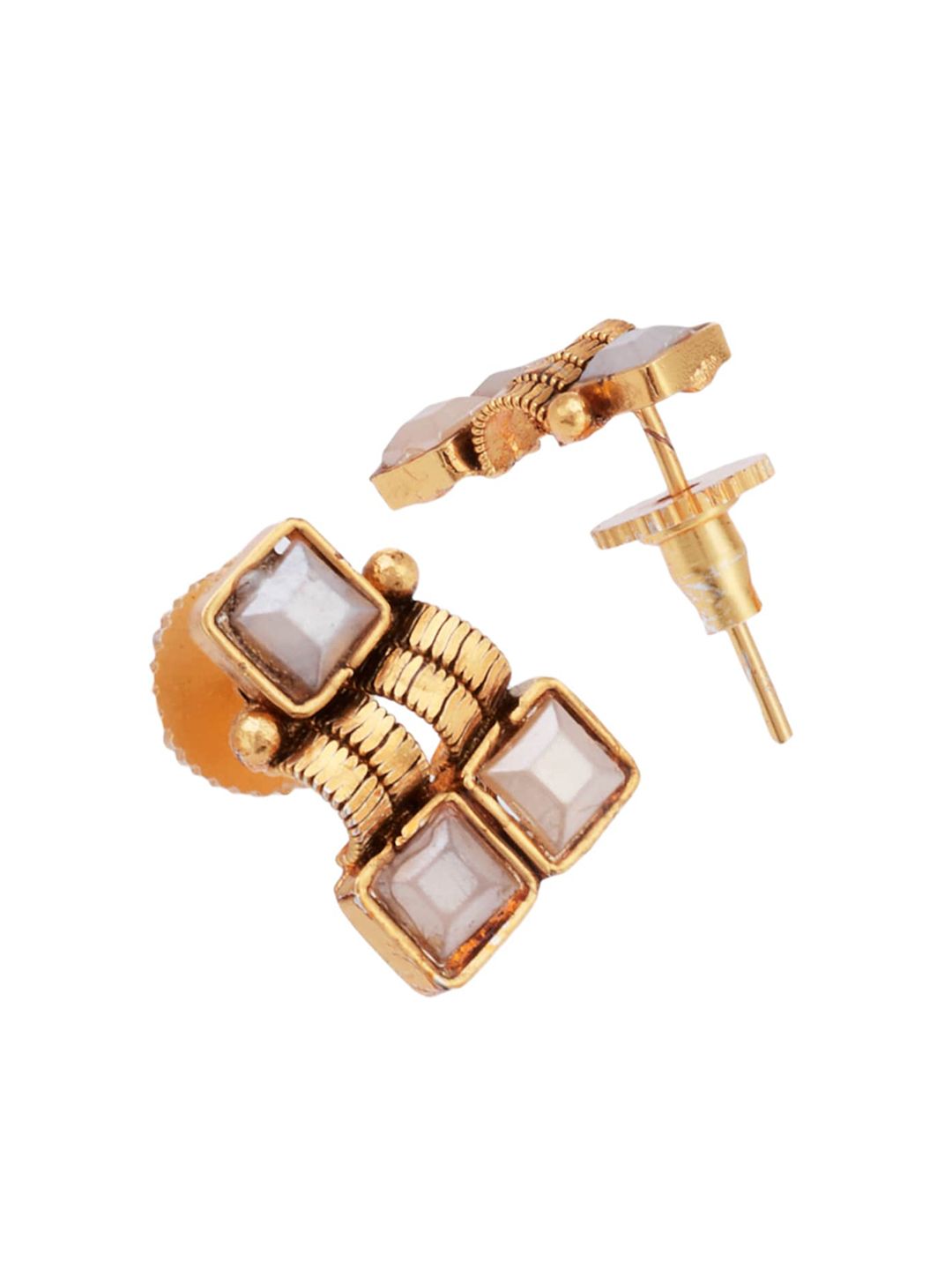 ATIBELLE Gold-Plated White Stone-Studded Jewellery Set