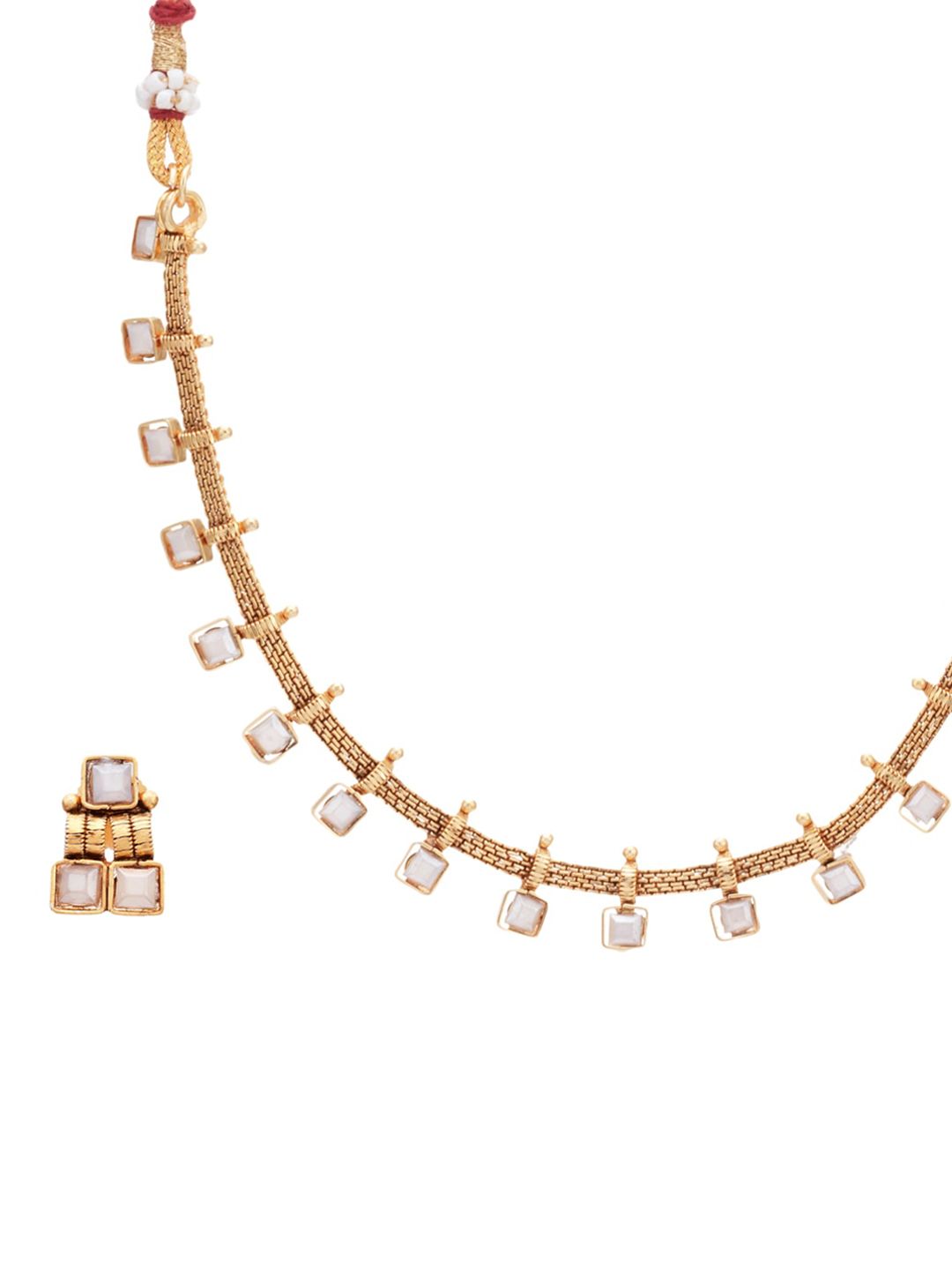 ATIBELLE Gold-Plated White Stone-Studded Jewellery Set