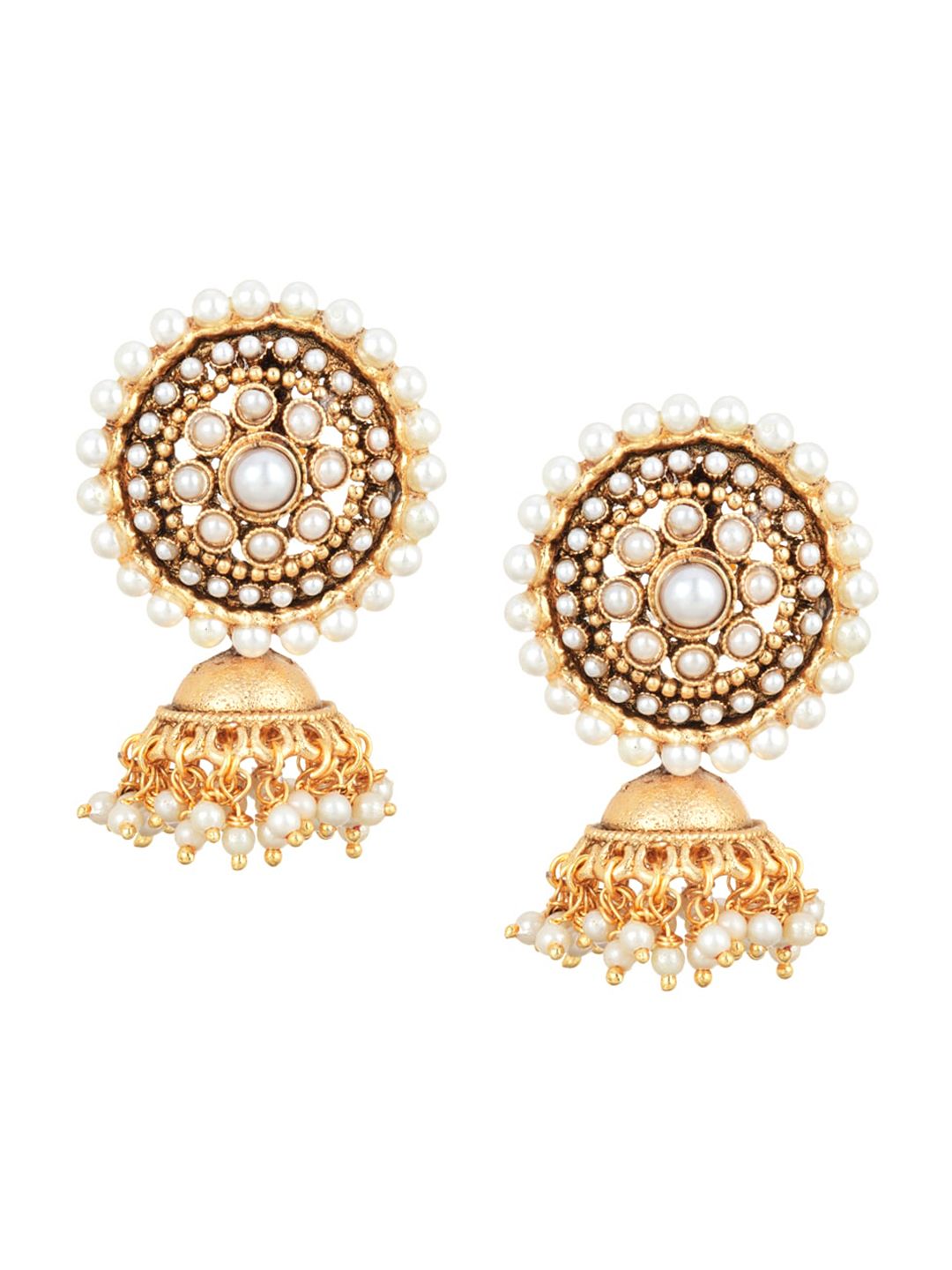 ATIBELLE Gold-Plated Stone Studded & Beaded Jewelry Set