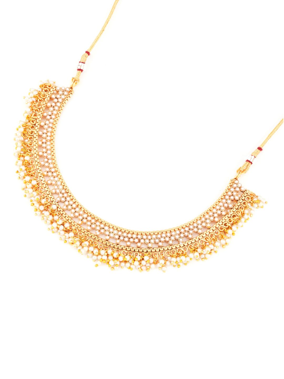 ATIBELLE Gold-Plated Stone Studded & Beaded Jewelry Set