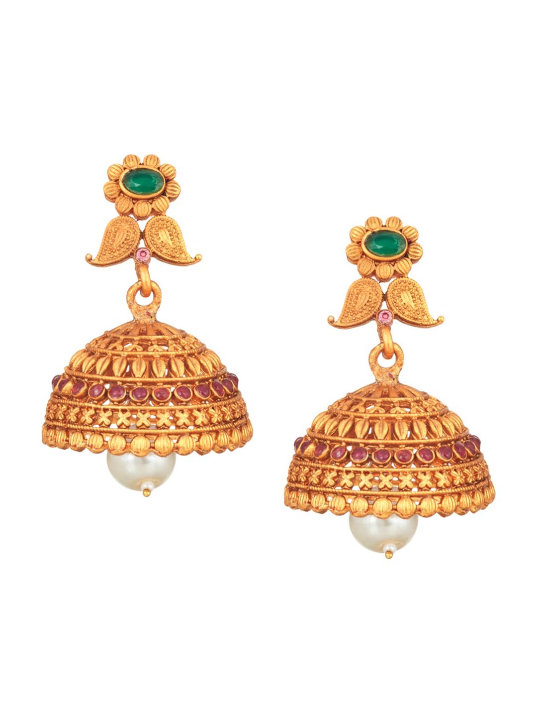 ATIBELLE Green Gold-Plated Stone-Studded Beads Jewellery Set