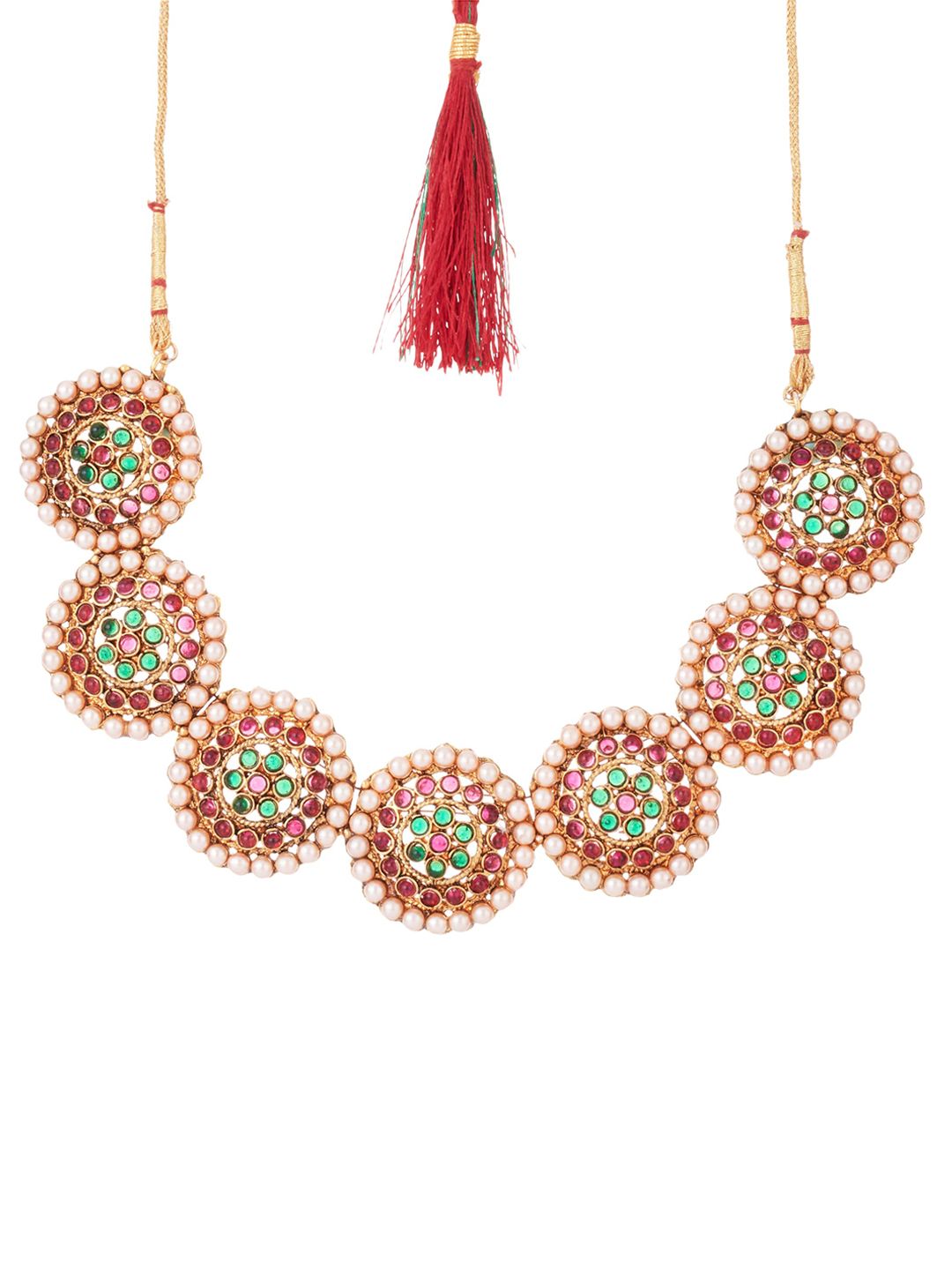 ATIBELLE Gold-Plated Maroon Kundan Stone-Studded Jewelley Set
