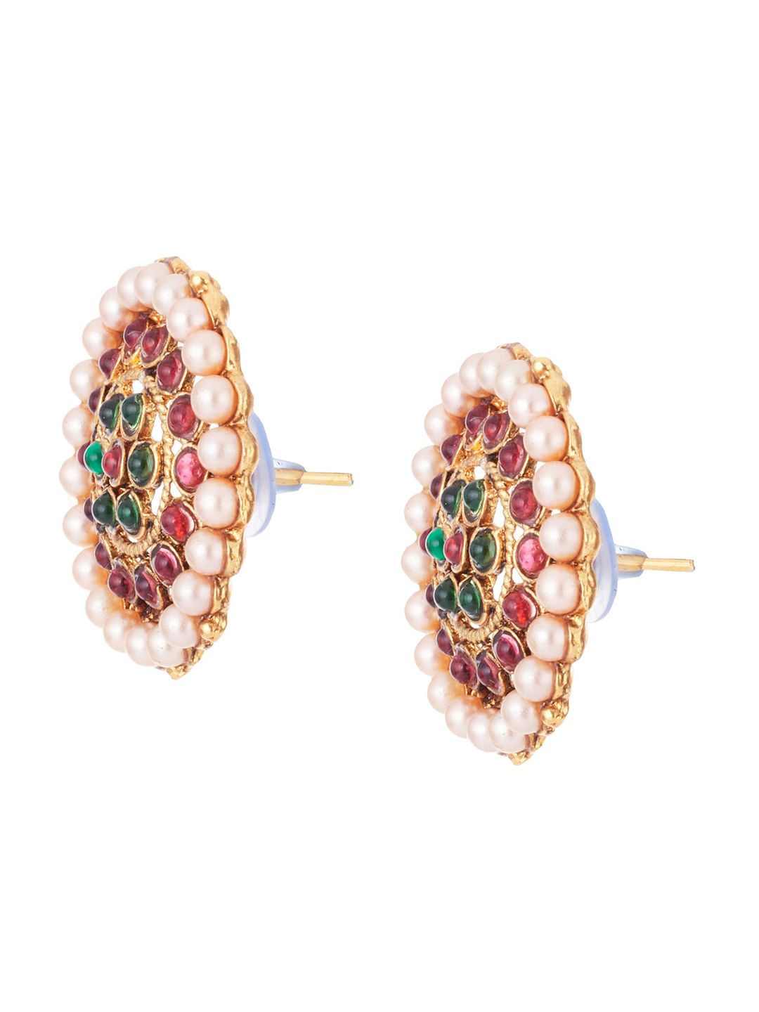 ATIBELLE Gold-Plated Maroon Kundan Stone-Studded Jewelley Set