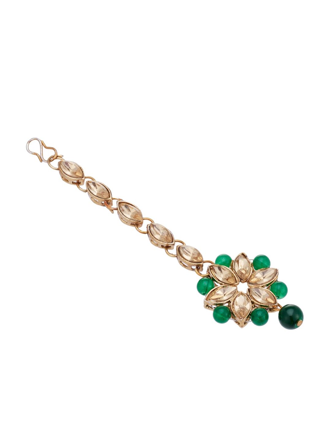 ATIBELLE Gold-Plated & Green Studded Jewellery Set