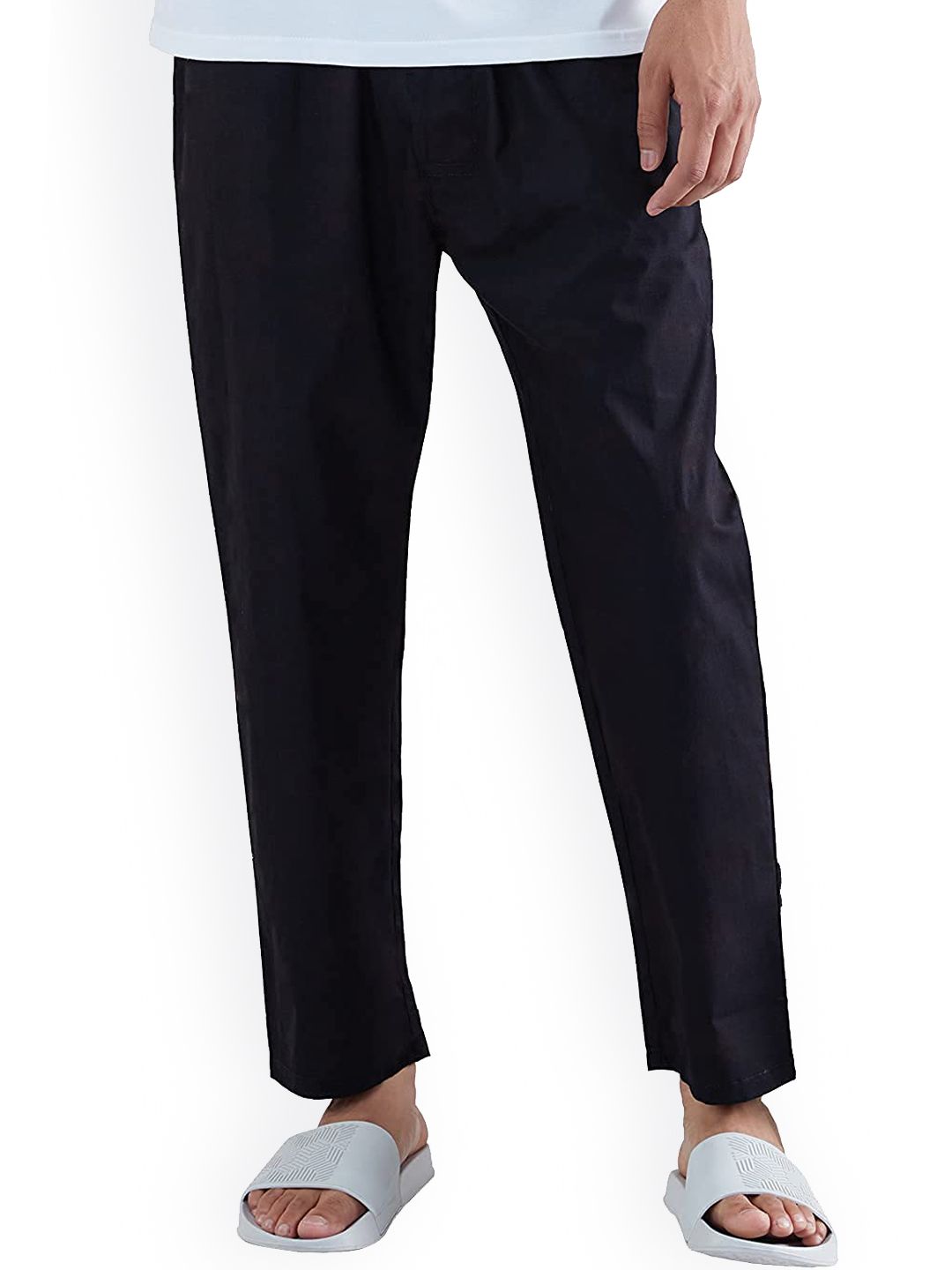 The Souled Store Men Regular Fit Solid Black Pajamas-picture-20