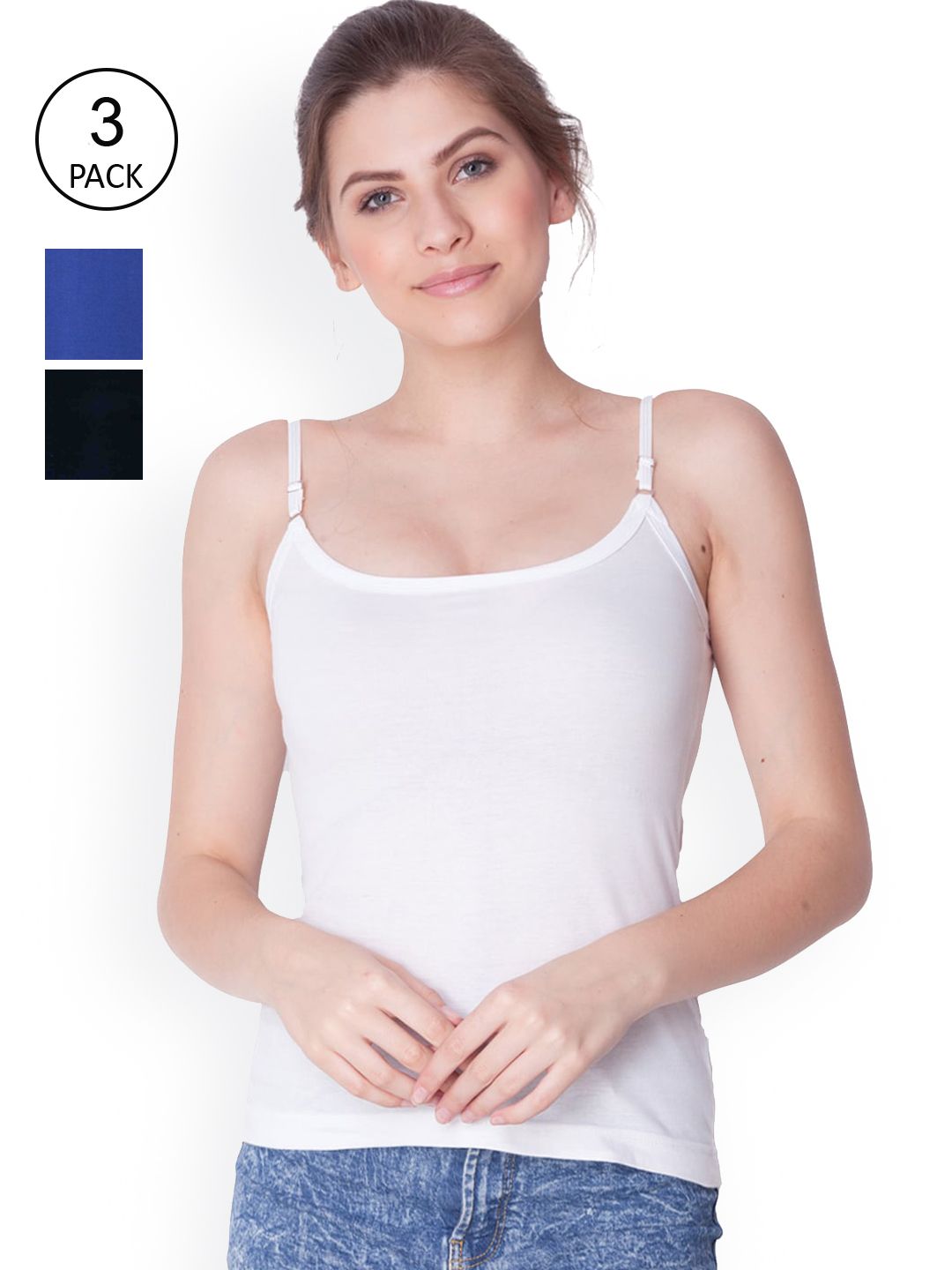 Dollar Missy Pack Of 3 Combed Cotton Camisoles-image-14