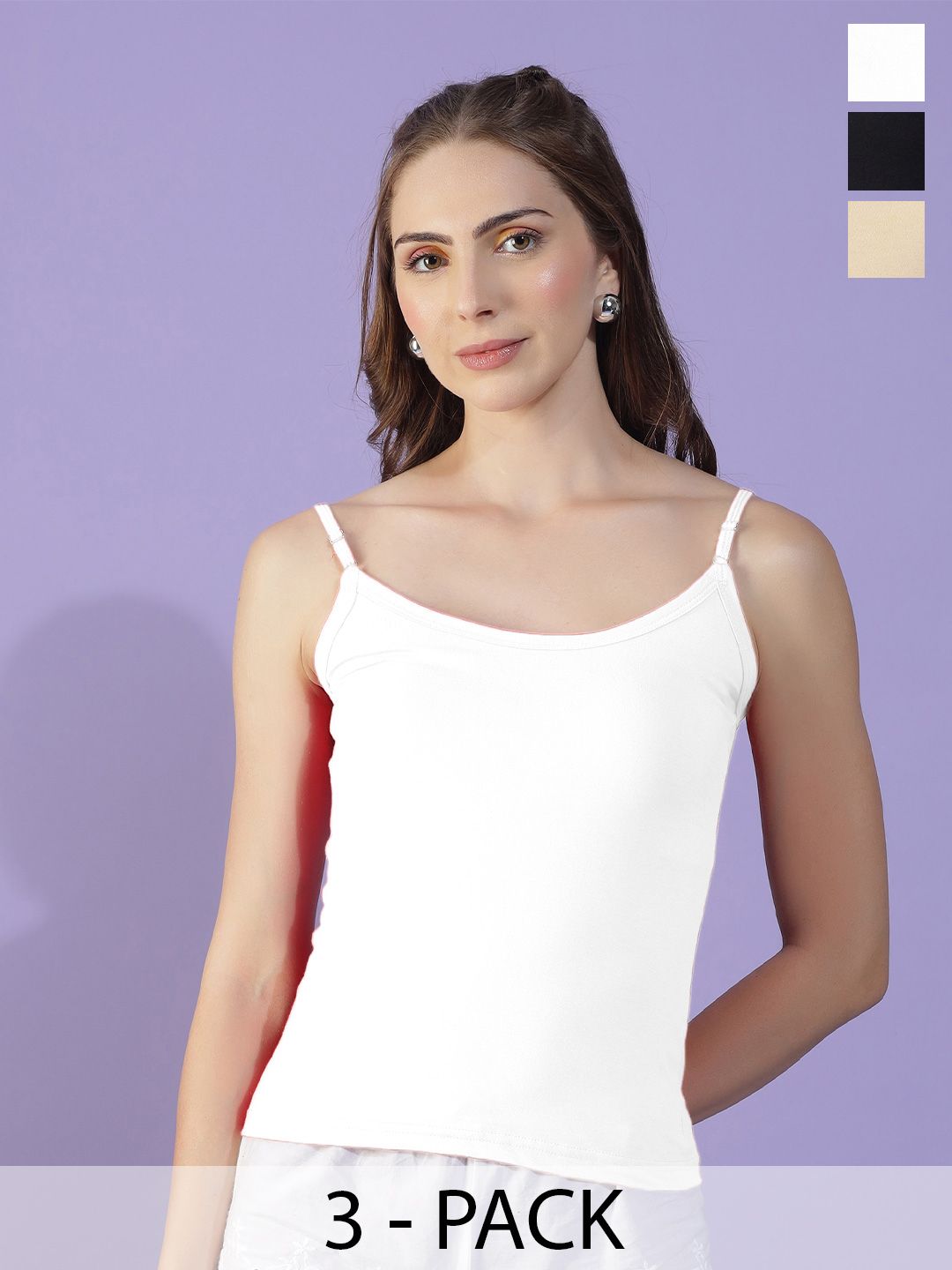 Dollar Missy Pack of 3  Combed Cotton Camisole