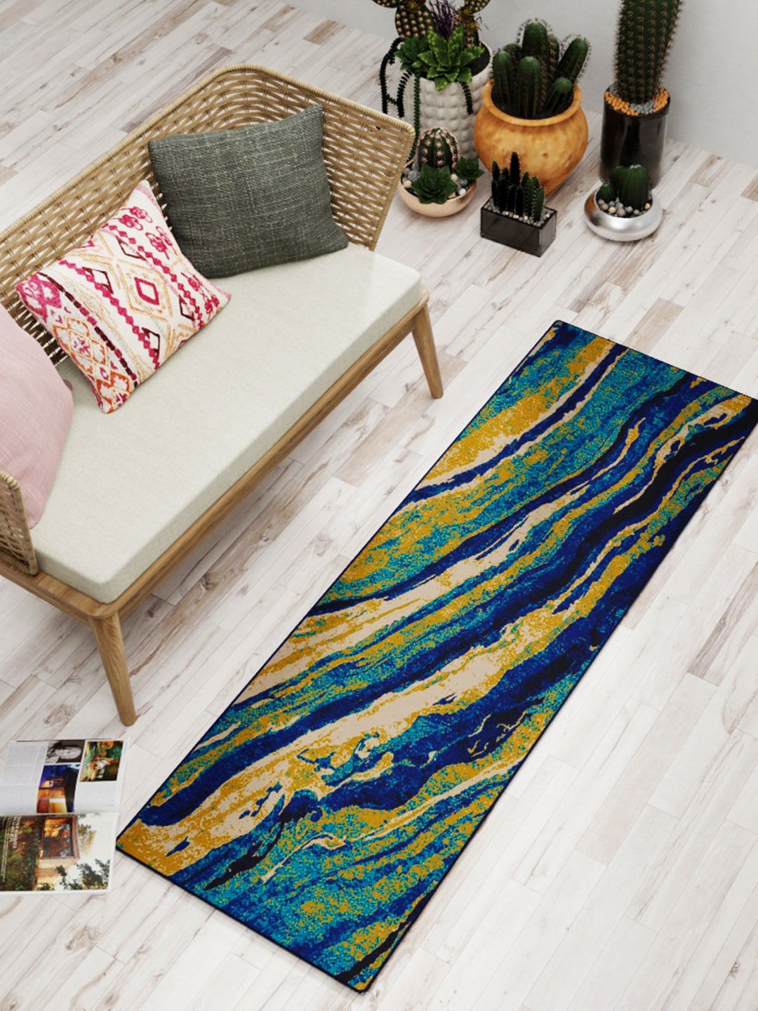 BIANCA Multicoloured Abstract Print Soft Anti Skid Rug-picture-45