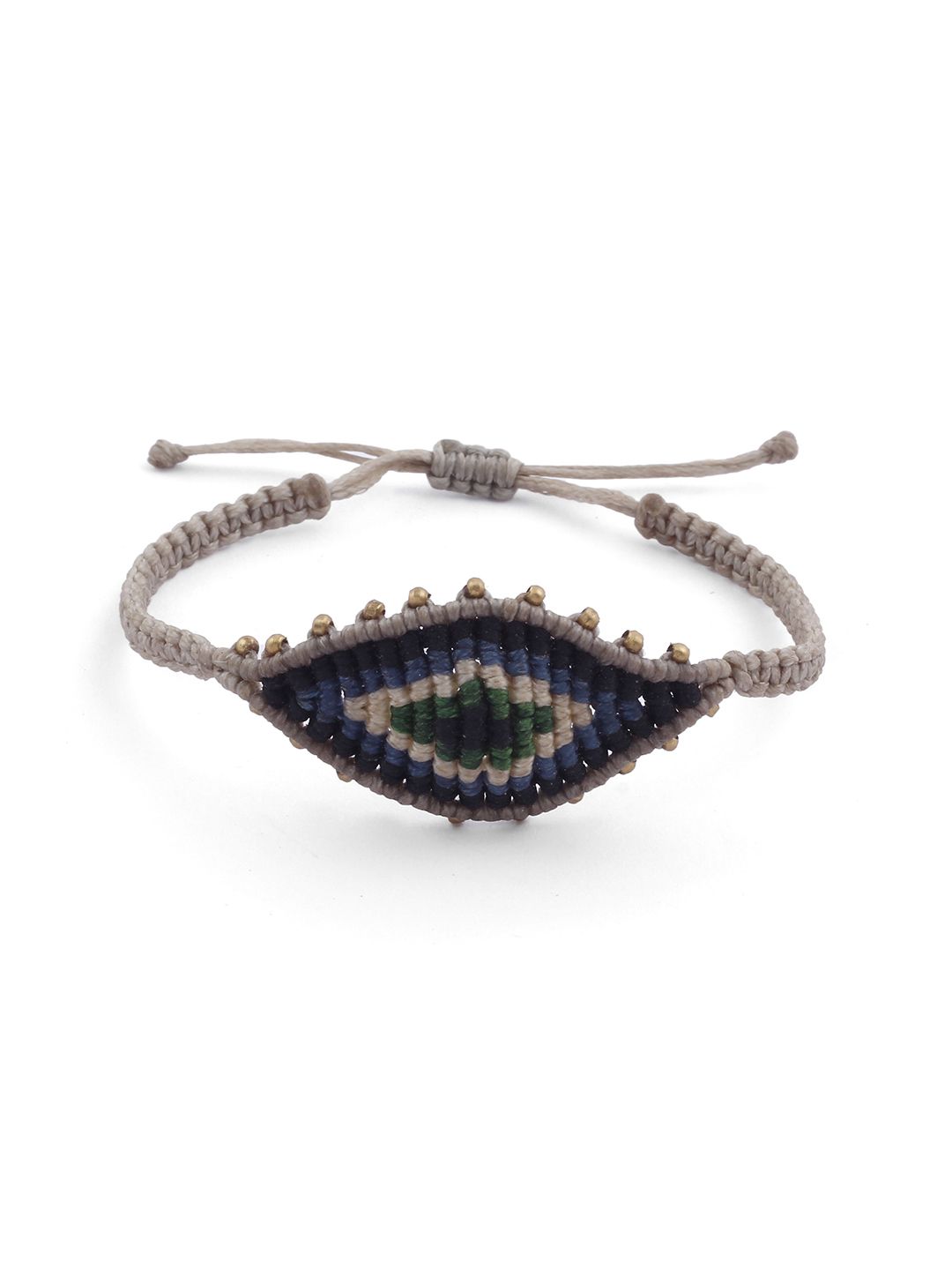EL REGALO Men Grey & Blue Handcrafted Evil Eye Charm Bracelet-image-21