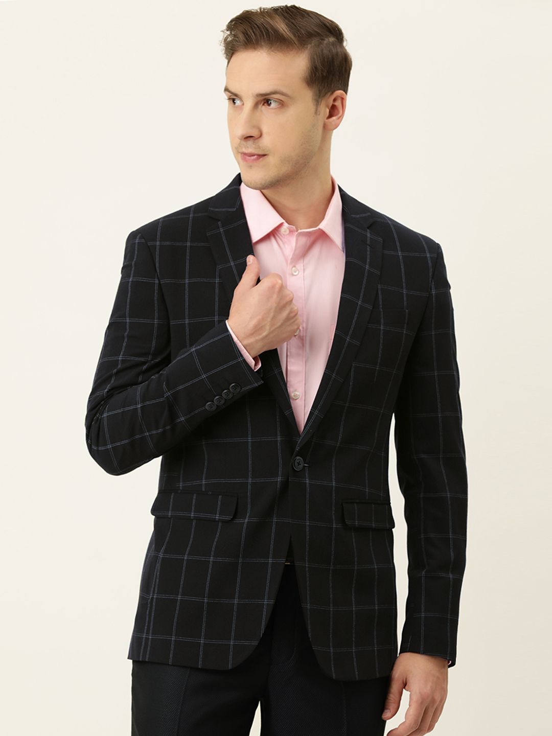 peter england check blazer