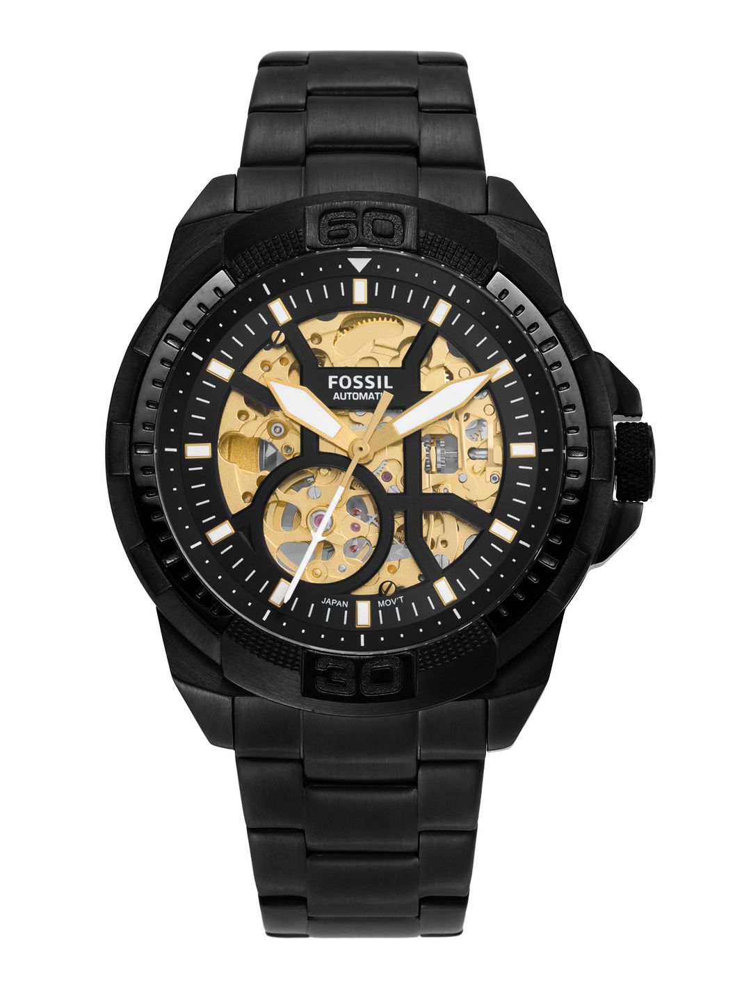 Fossil Men Black Skeleton Dial Stainless Steel Straps Analogue Watch ME3217-image-2
