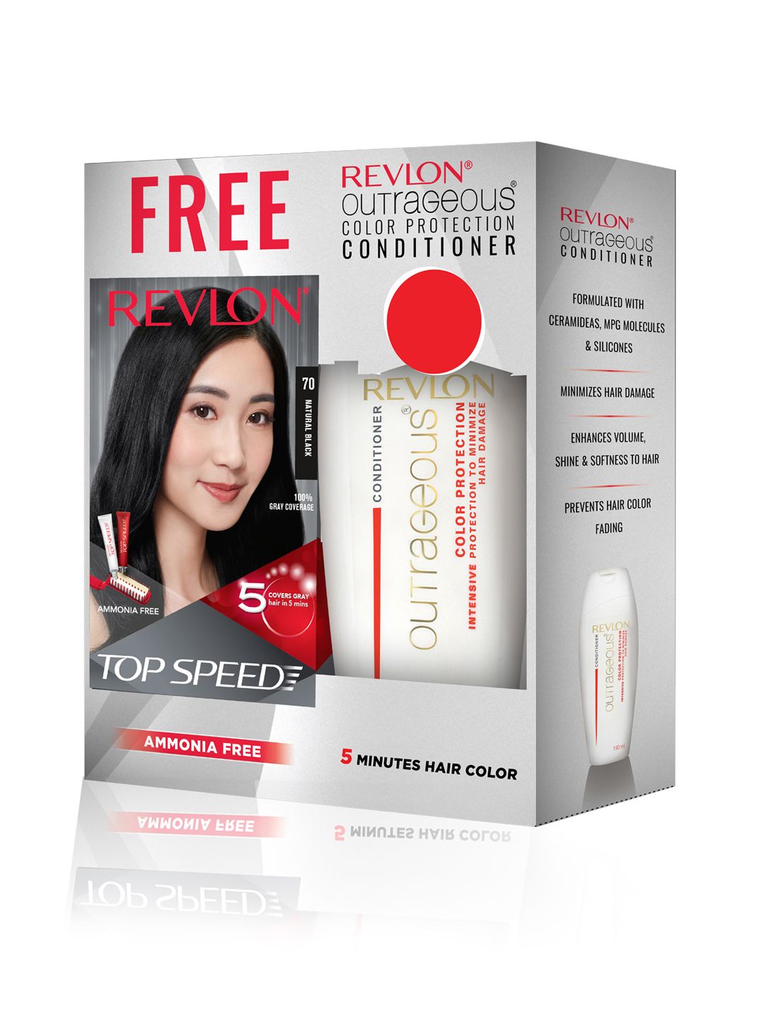 Revlon Top Speed Hair Color - Natural Black 70 with Outrageous Conditioner-picture-27