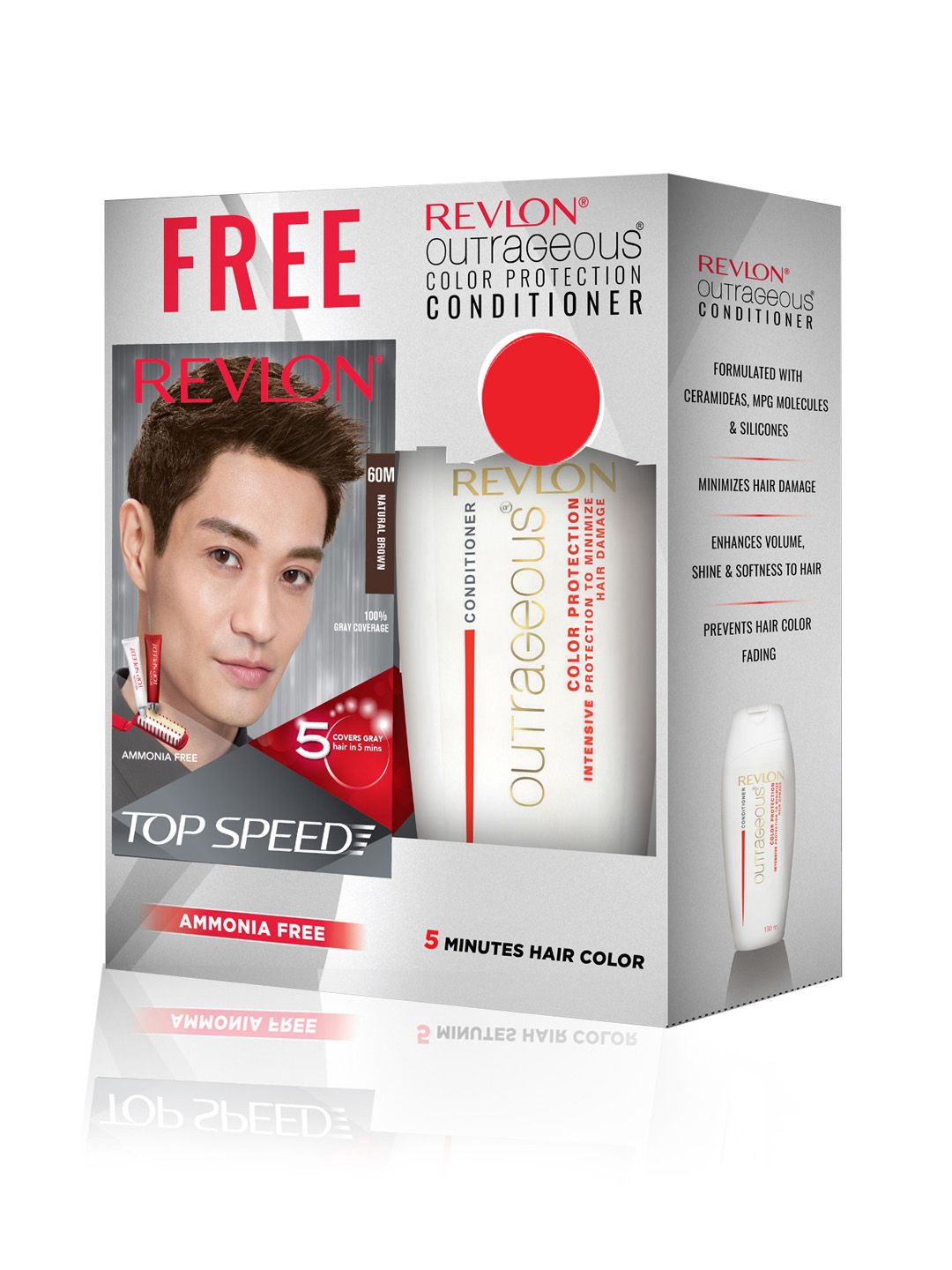 Revlon Top Speed Hair Color - Natural Brown 60M with Free Outrageous Conditioner-picture-33