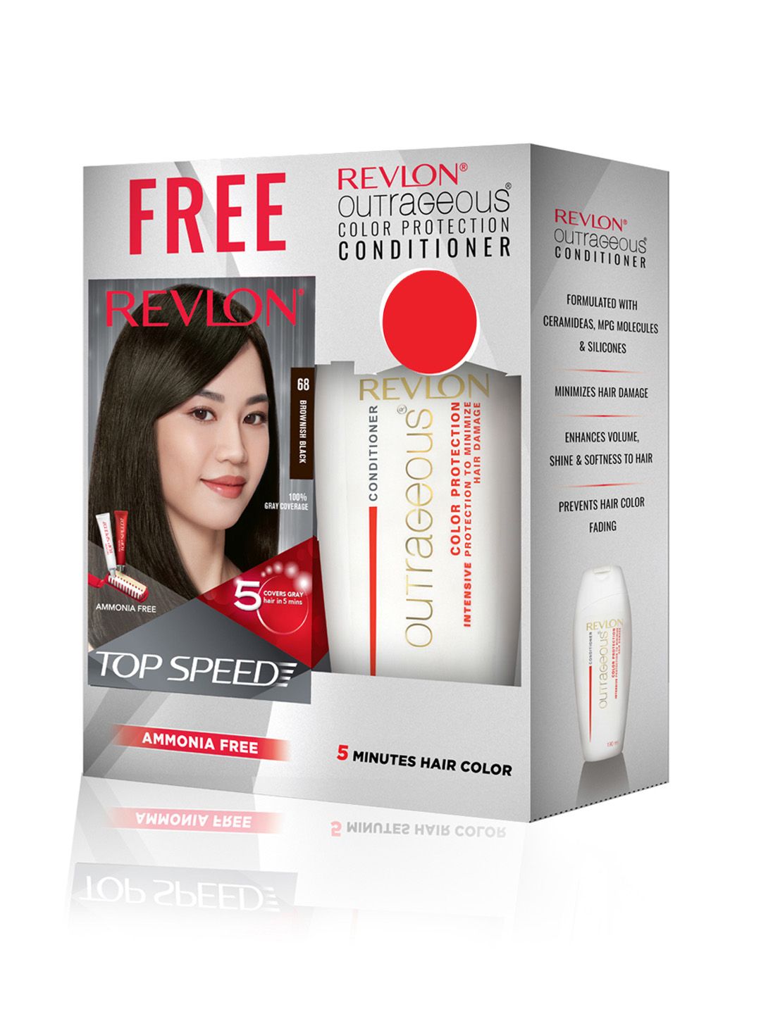 Revlon Top Speed Hair Color - Brownish Black 68 with Outrageous Conditioner-picture-35