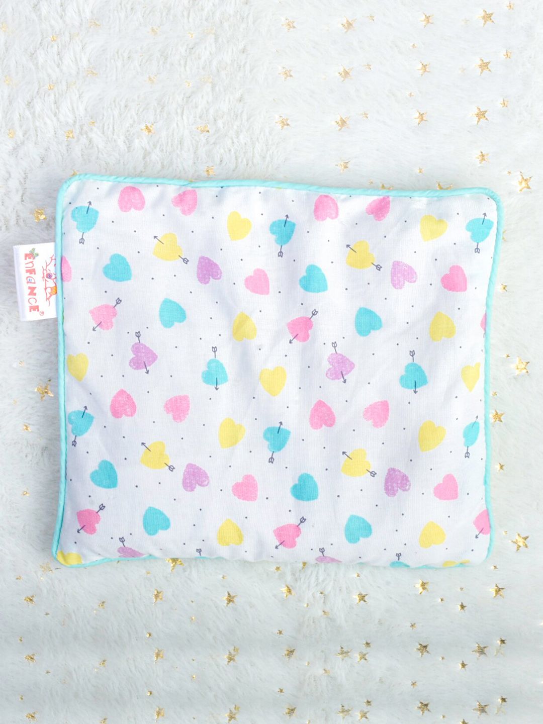 Enfance Kids White & Pink Printed Cotton Sleep Pillow-image-45