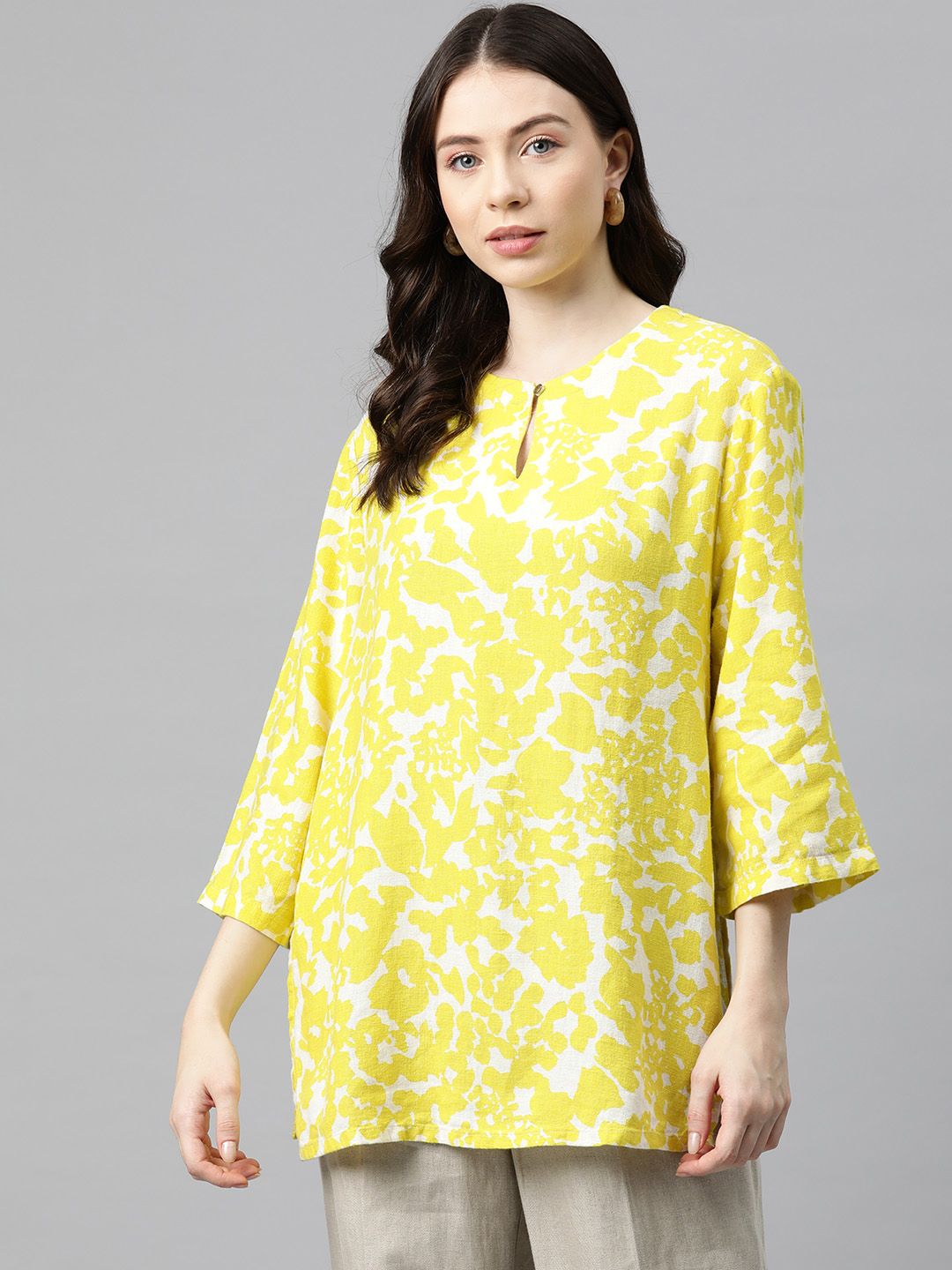 Marks & Spencer Floral Printed Linen Kurti-picture-27