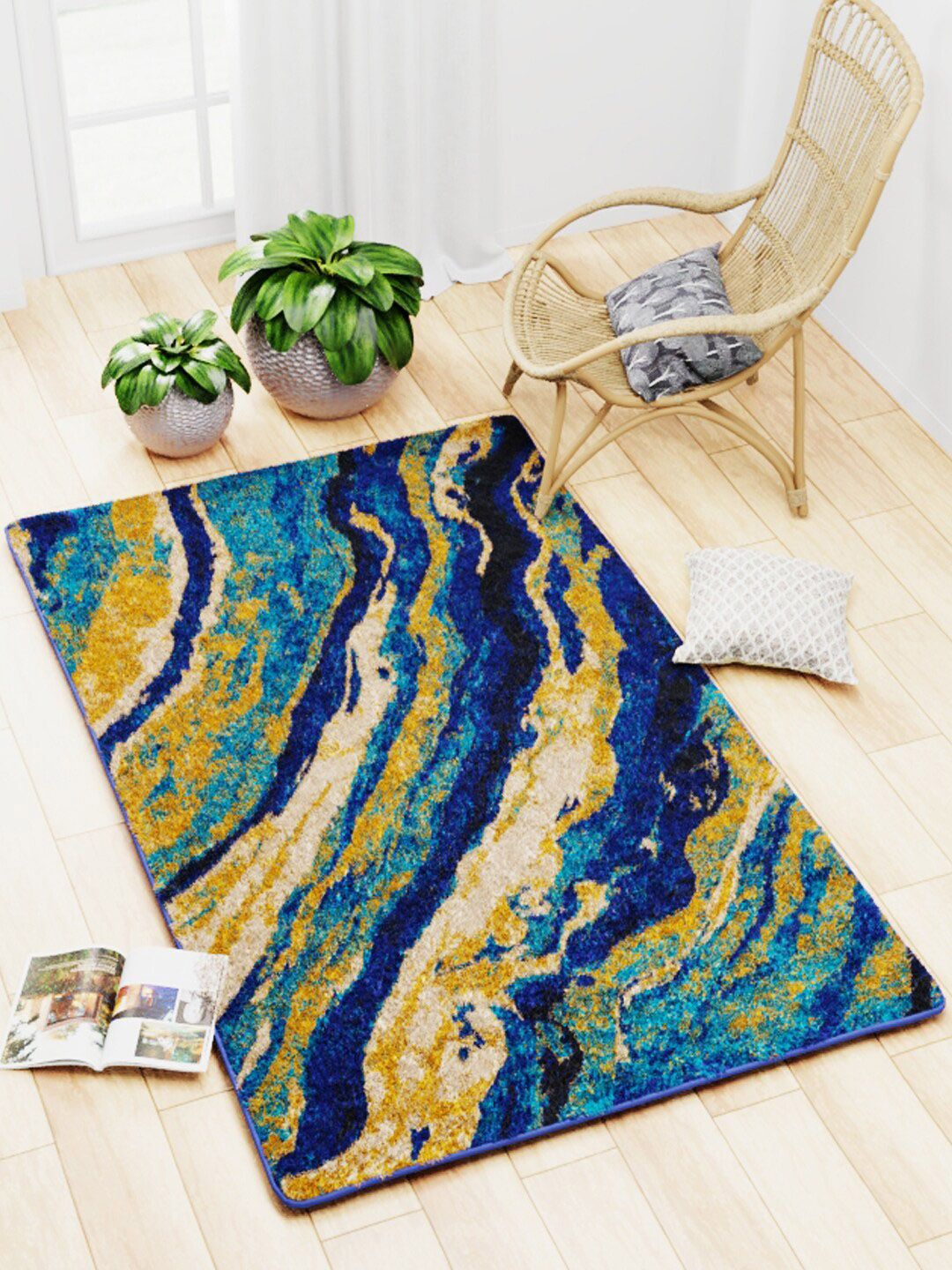 BIANCA Multi-Coloured Abstract Printed Anti-Skid Carpet-image-41